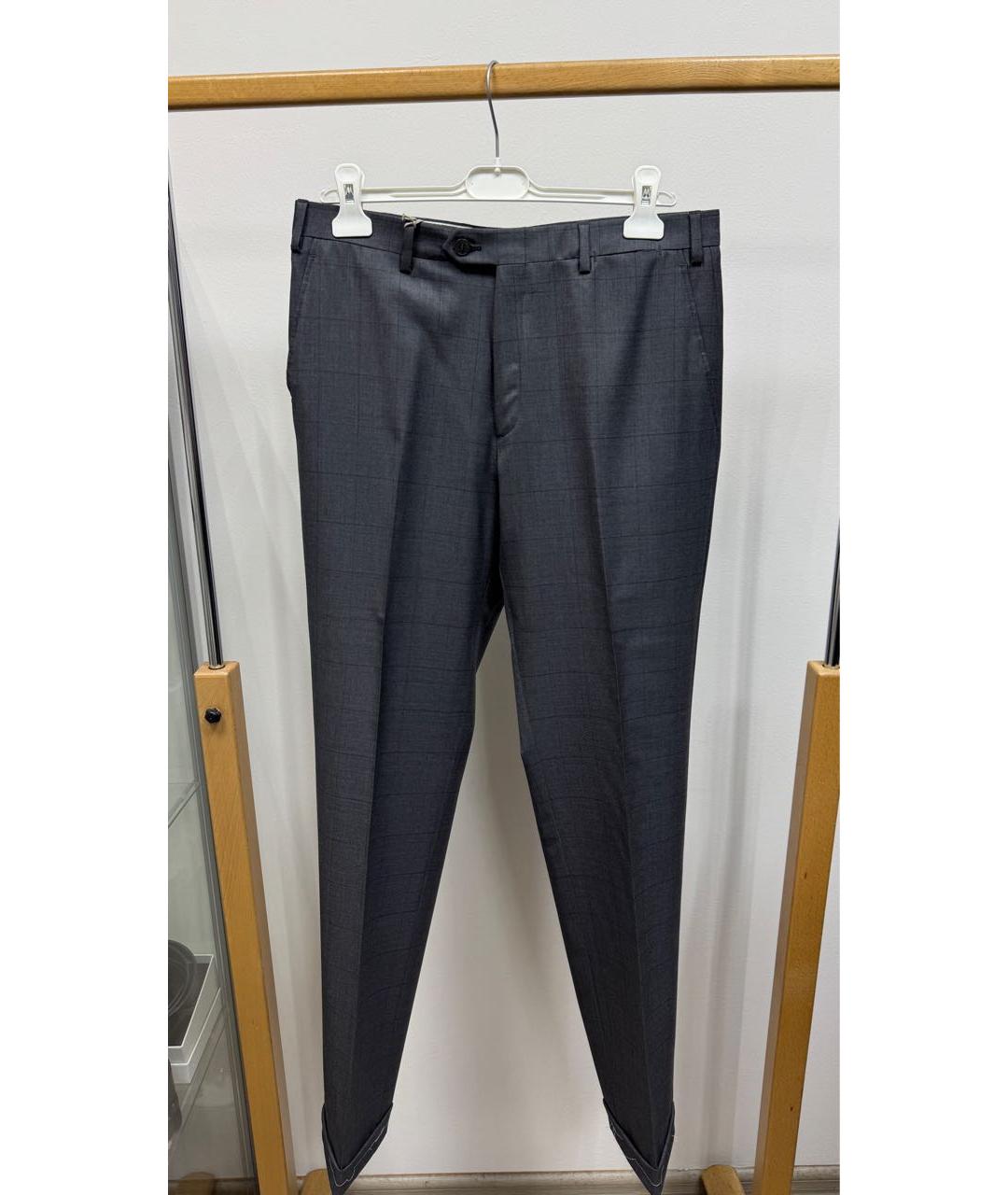 BRIONI Антрацитовые шерстяные классические брюки, фото 4