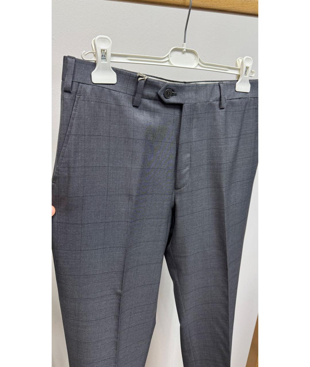 BRIONI Антрацитовые шерстяные классические брюки, фото 2