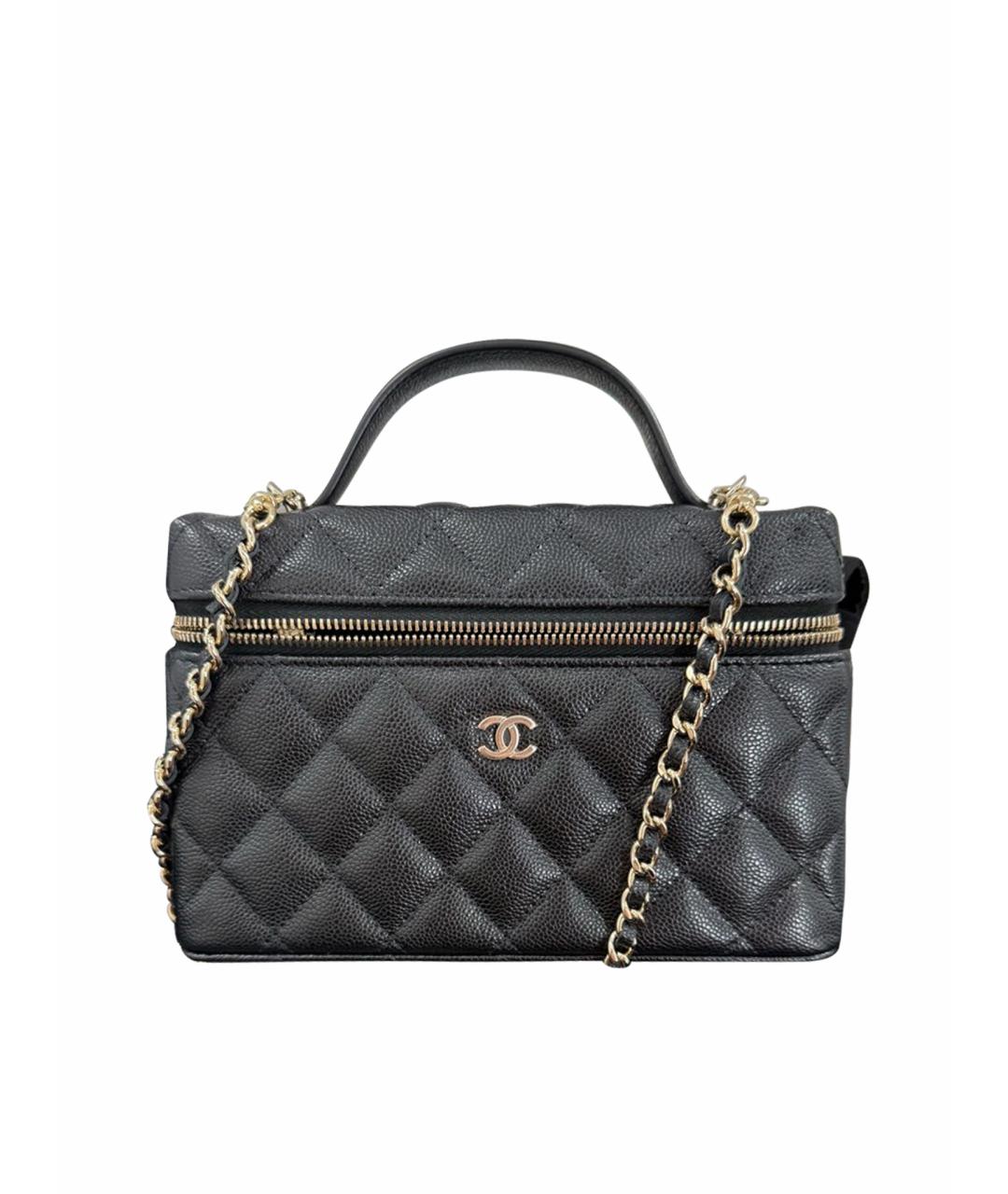 CHANEL Черная кожаная сумка с короткими ручками, фото 1