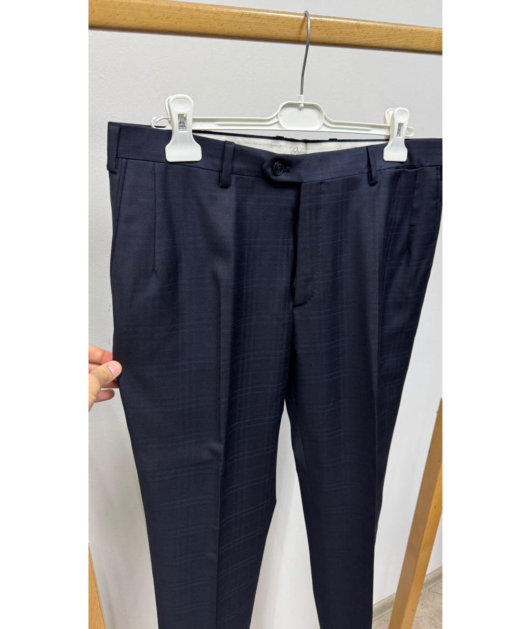 BRIONI Темно-синие шерстяные классические брюки, фото 2