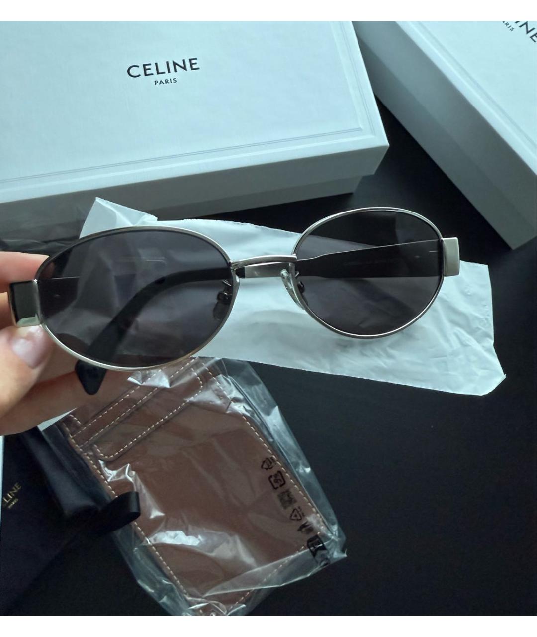 CELINE Серебряные металлические солнцезащитные очки, фото 5