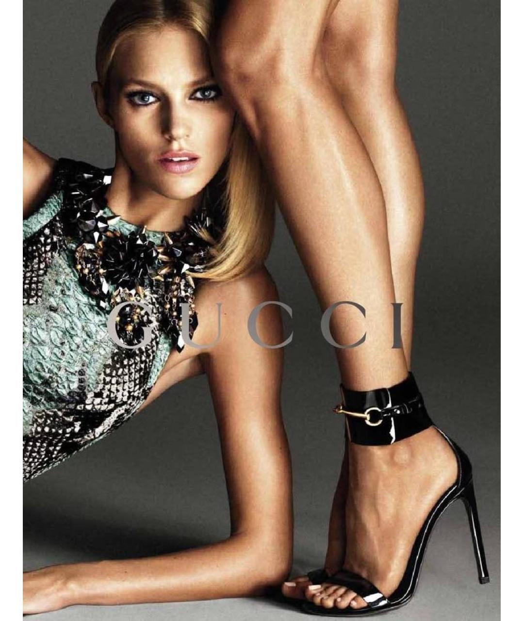 GUCCI Коричневые кожаные босоножки, фото 8