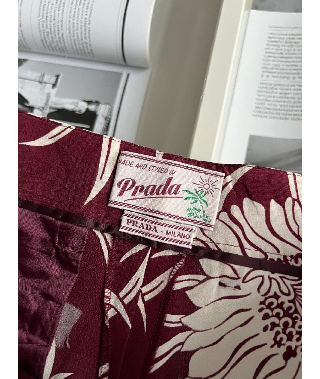 PRADA Бордовые хлопковые капри, фото 4