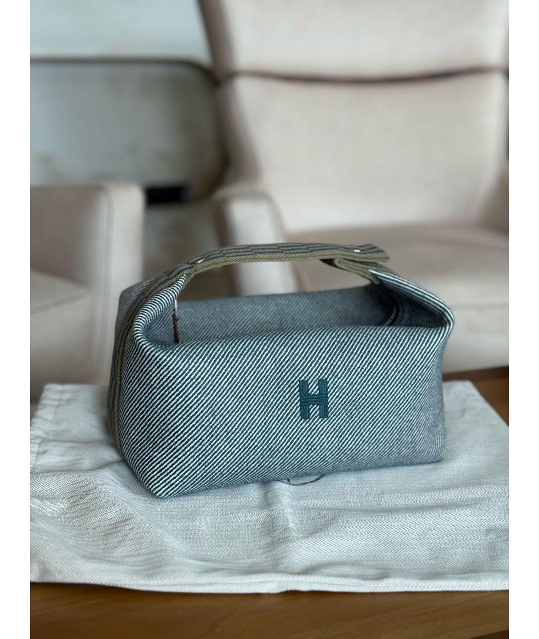 HERMES Бирюзовая шерстяная косметичка, фото 2