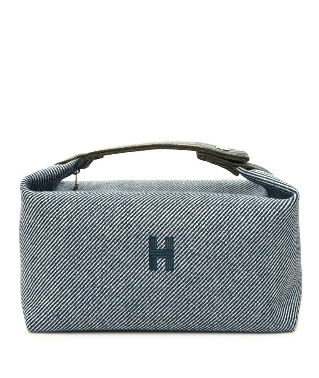 HERMES Бирюзовая шерстяная косметичка, фото 1