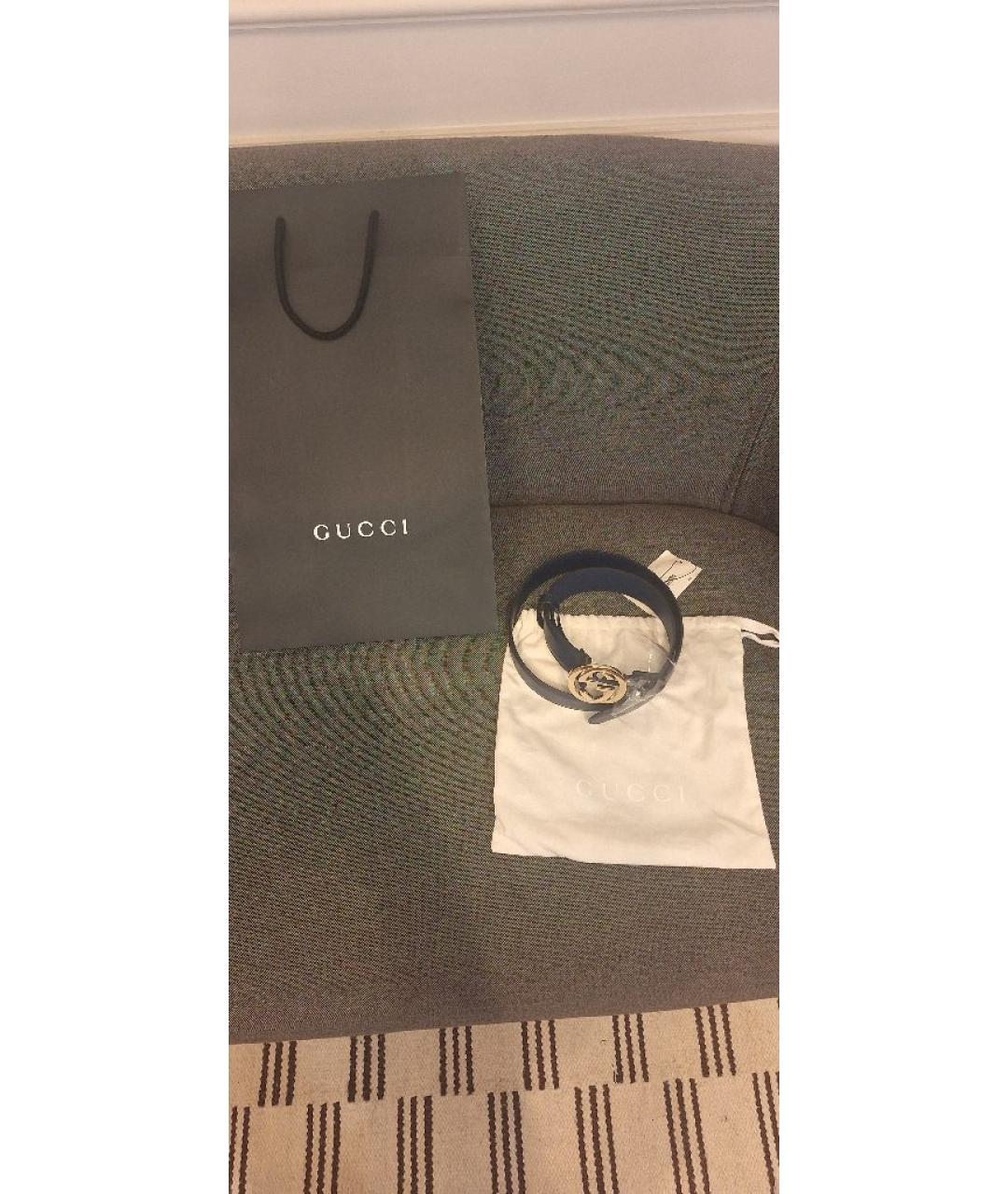 GUCCI Синий кожаный ремень, фото 2