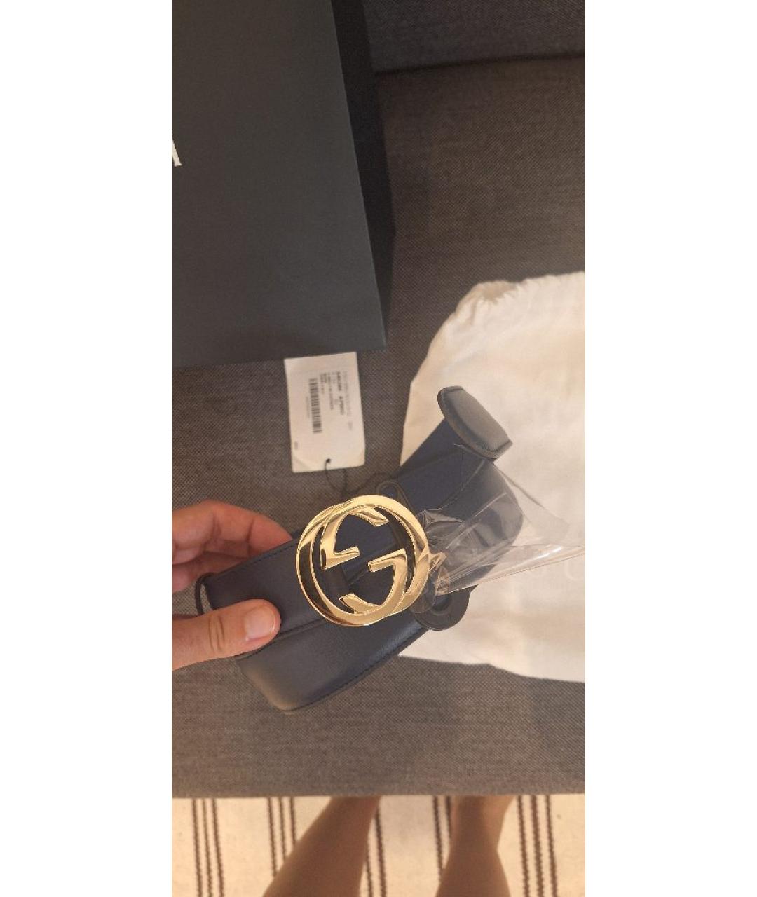 GUCCI Синий кожаный ремень, фото 4