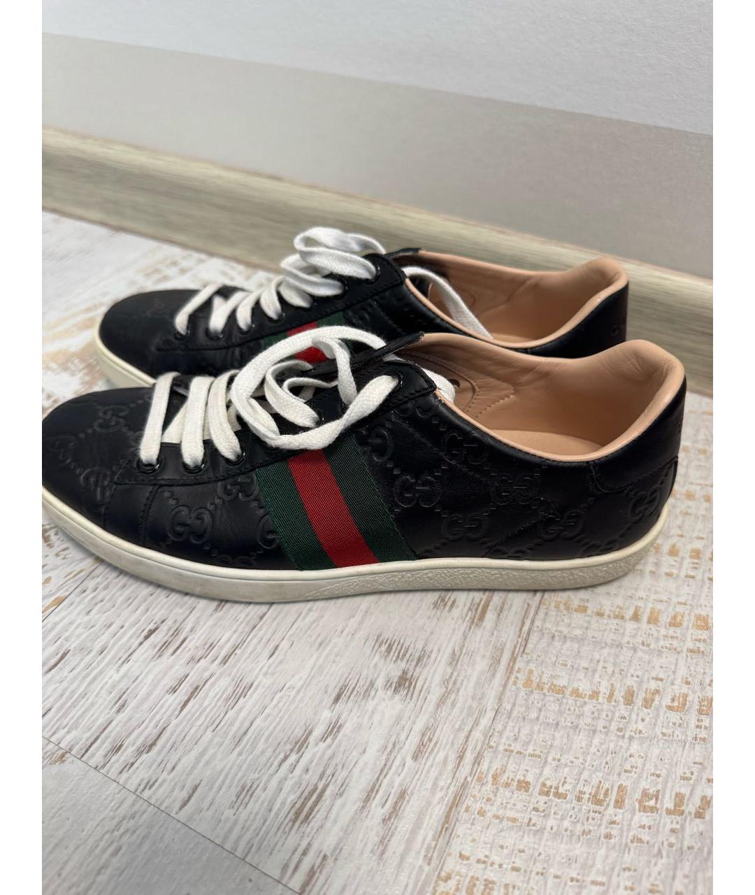 GUCCI Черные кожаные кеды, фото 3
