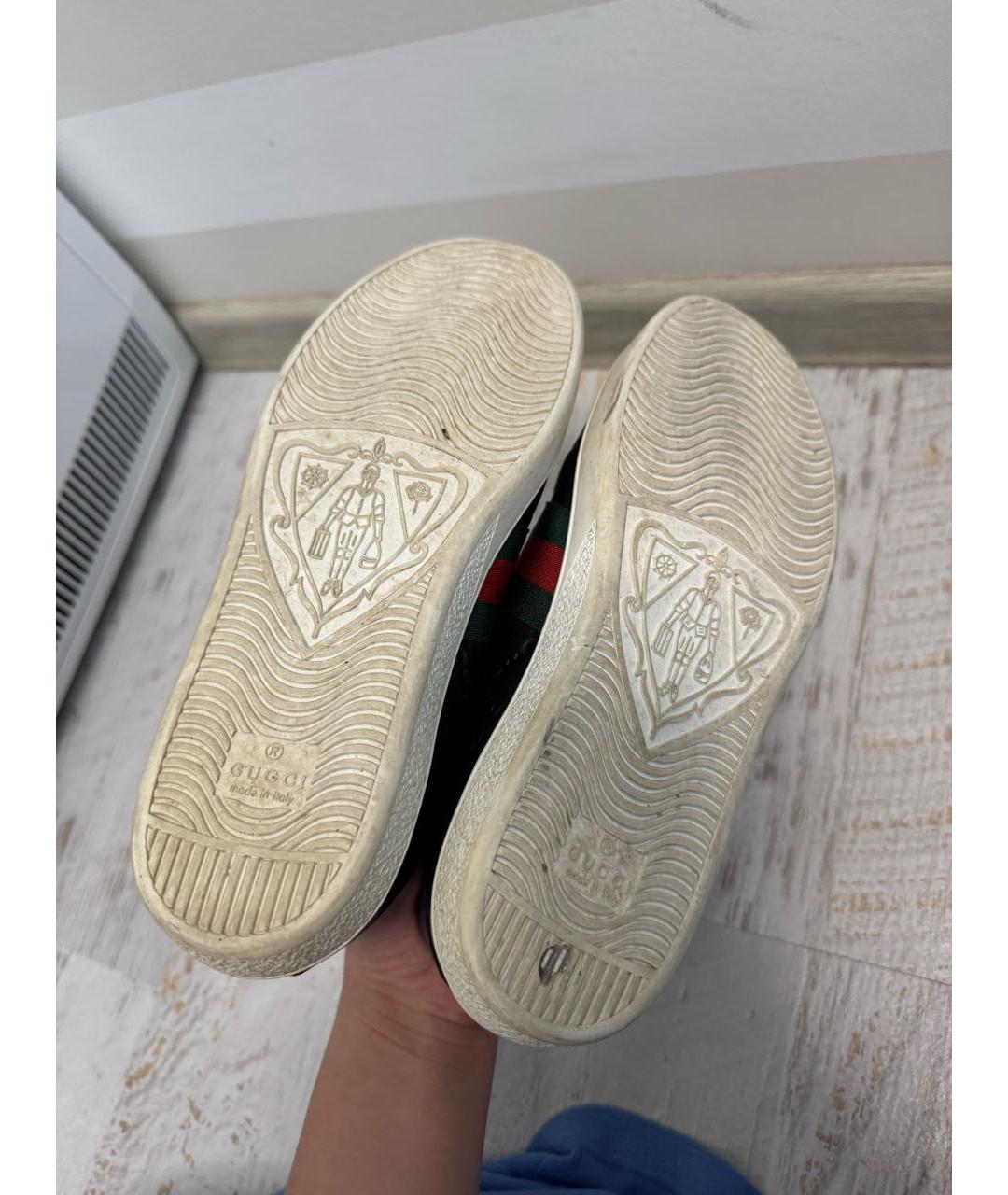 GUCCI Черные кожаные кеды, фото 5