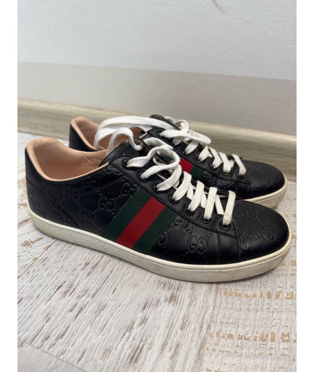 GUCCI Черные кожаные кеды, фото 7