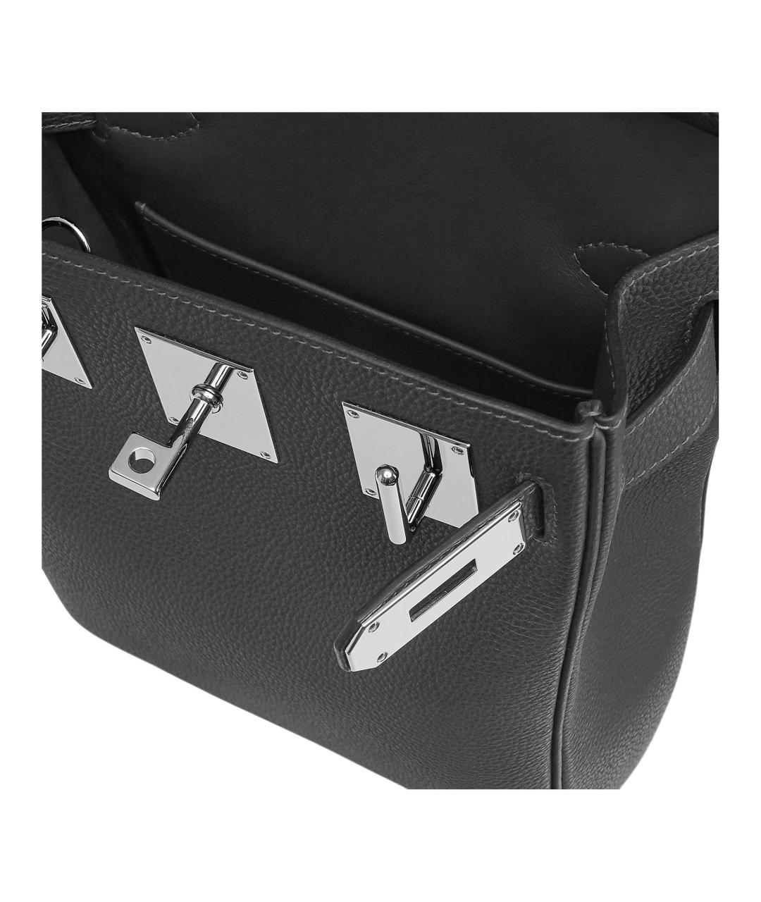 HERMES Серая кожаная сумка через плечо, фото 4