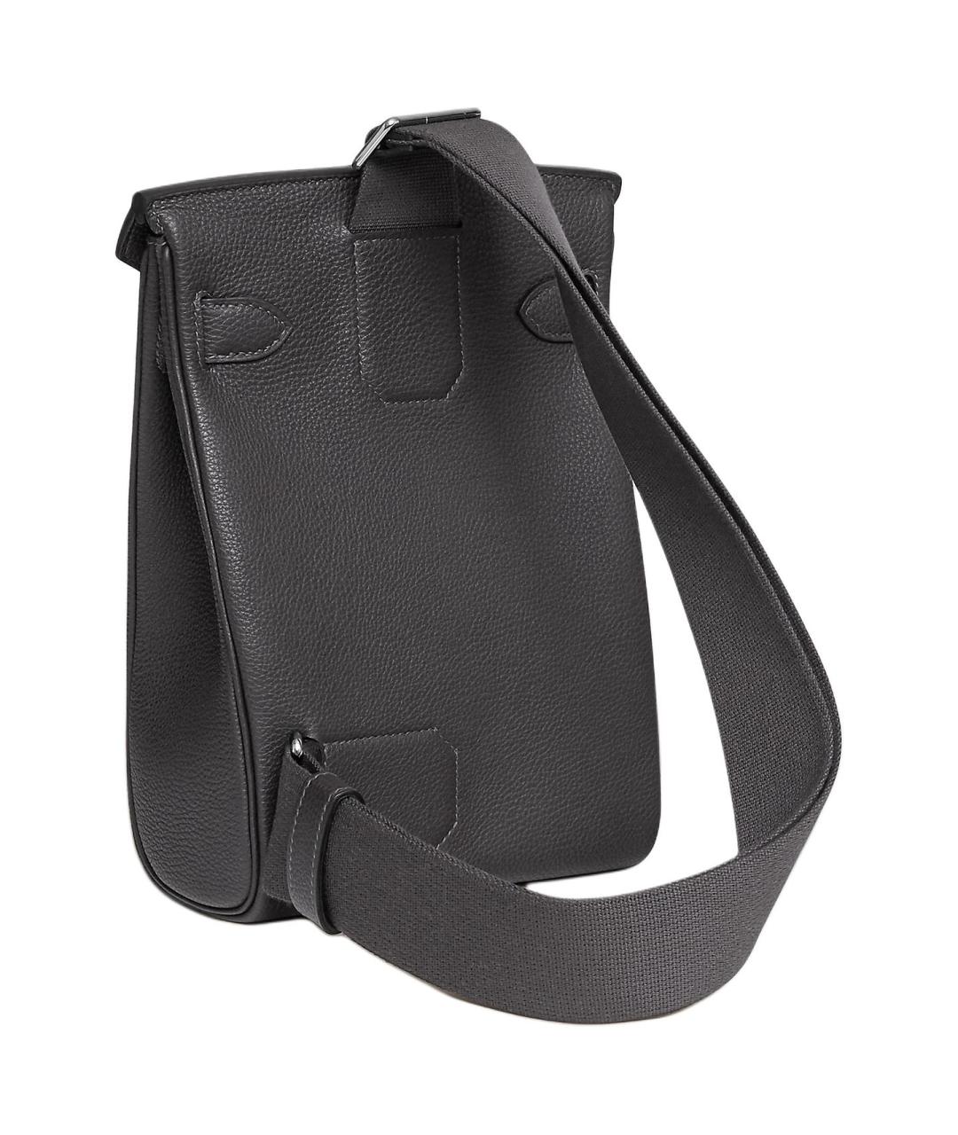 HERMES Серая кожаная сумка через плечо, фото 3