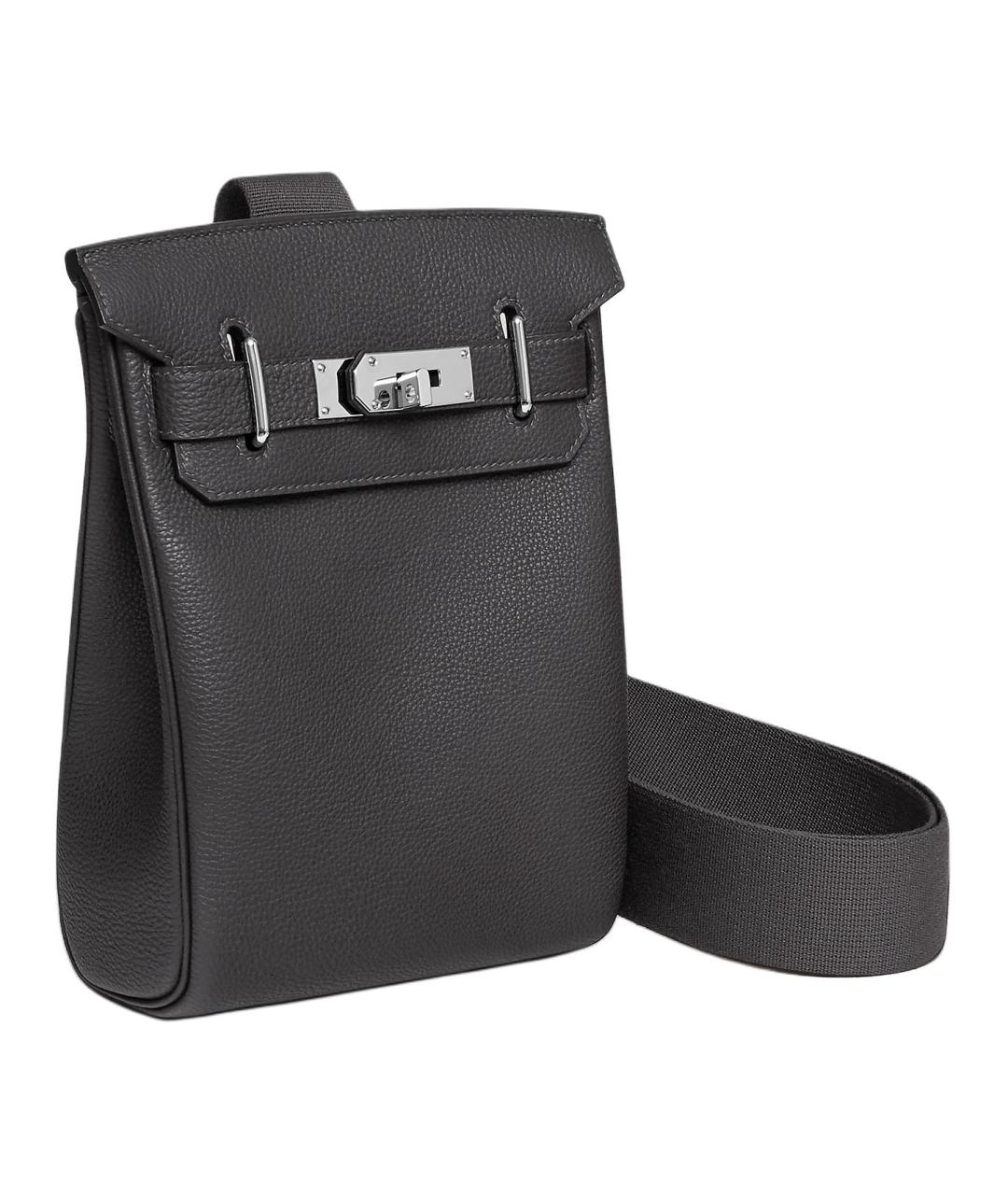 HERMES Серая кожаная сумка через плечо, фото 2