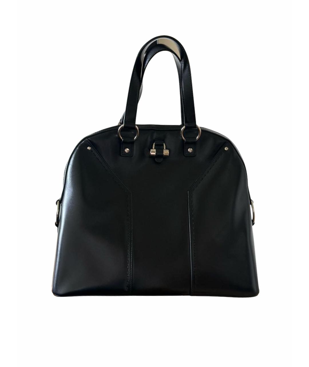 SAINT LAURENT Черная кожаная сумка с короткими ручками, фото 1