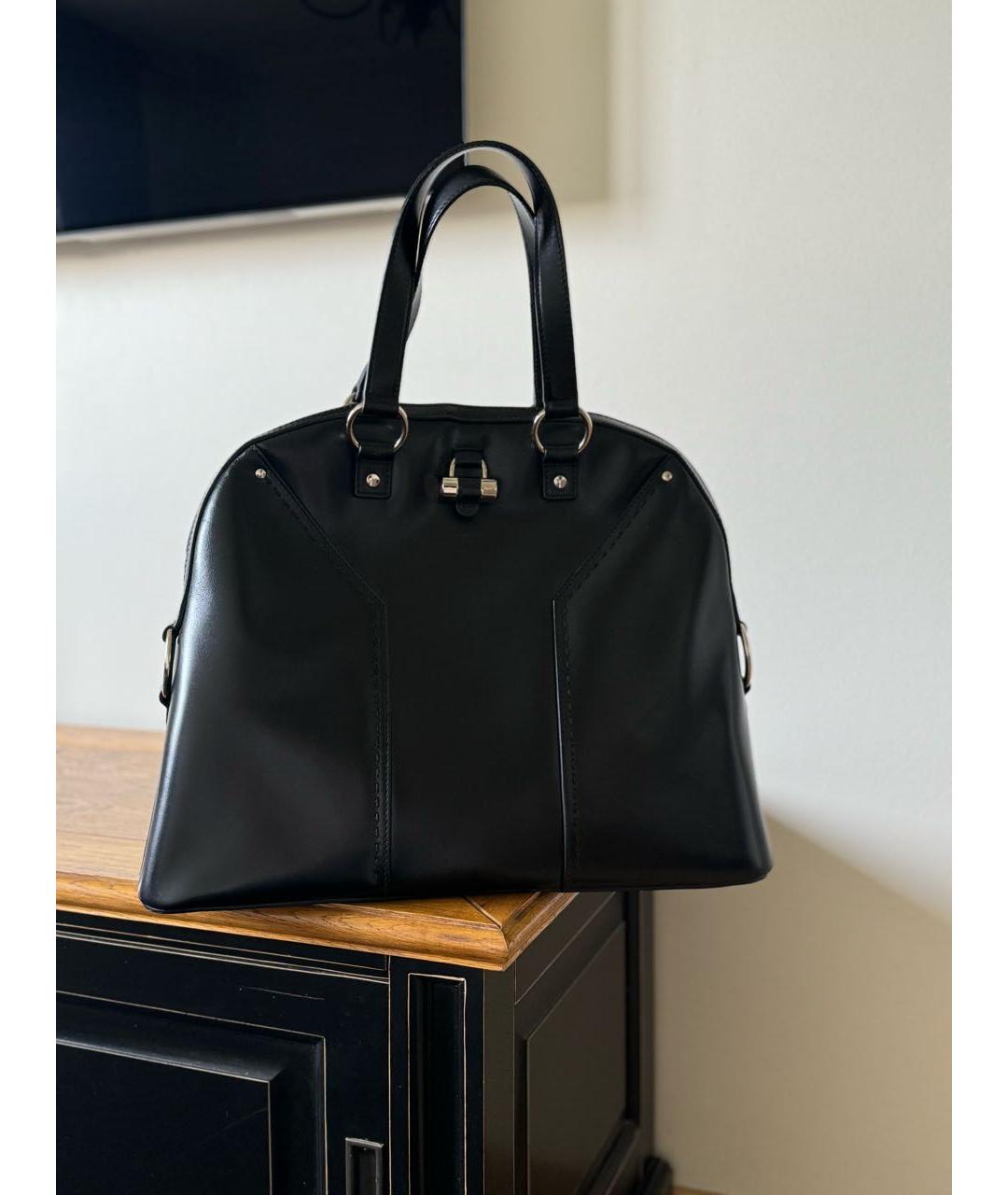SAINT LAURENT Черная кожаная сумка с короткими ручками, фото 9