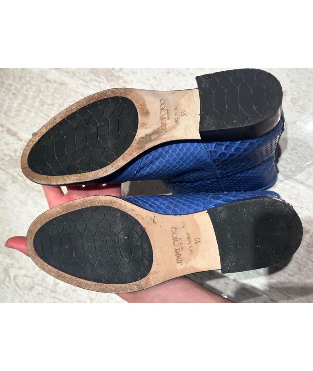 JIMMY CHOO Синие ботинки из экзотической кожи, фото 6