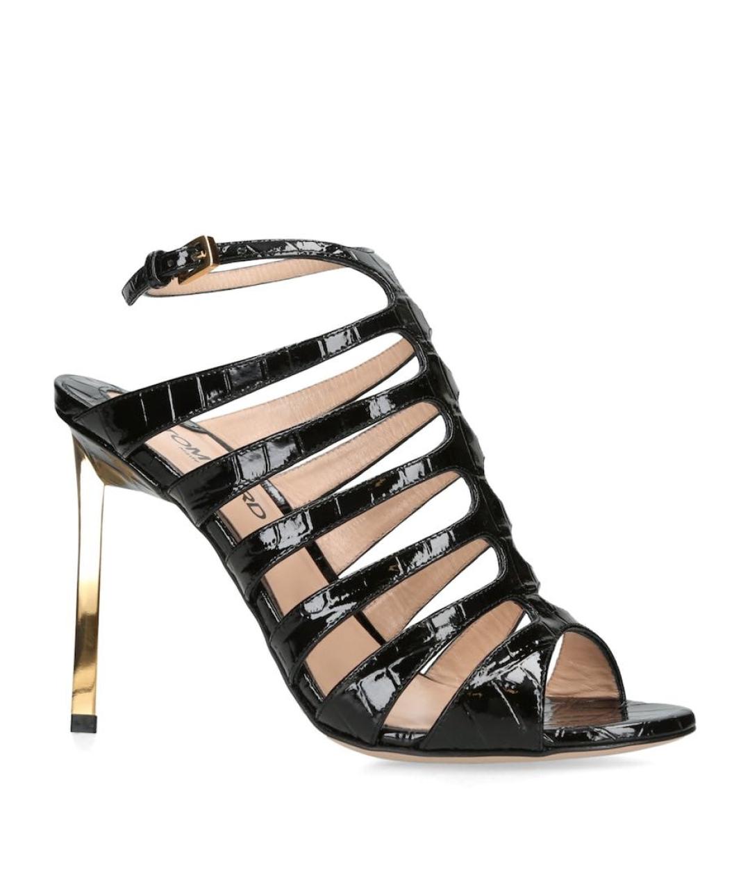 TOM FORD Черные кожаные босоножки, фото 1