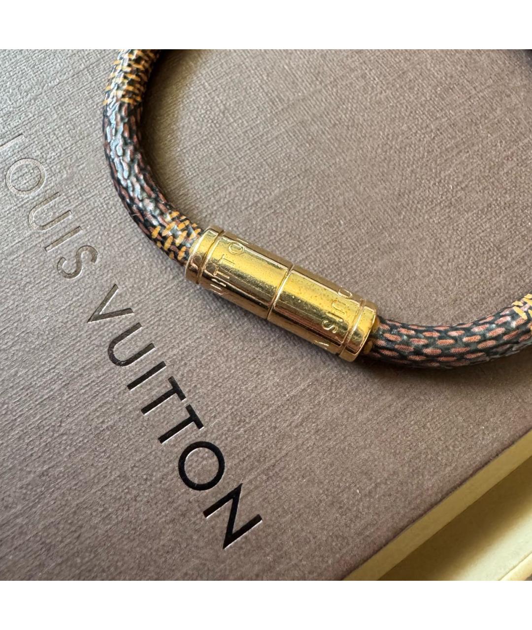 LOUIS VUITTON Коричневый кожаный браслет, фото 6