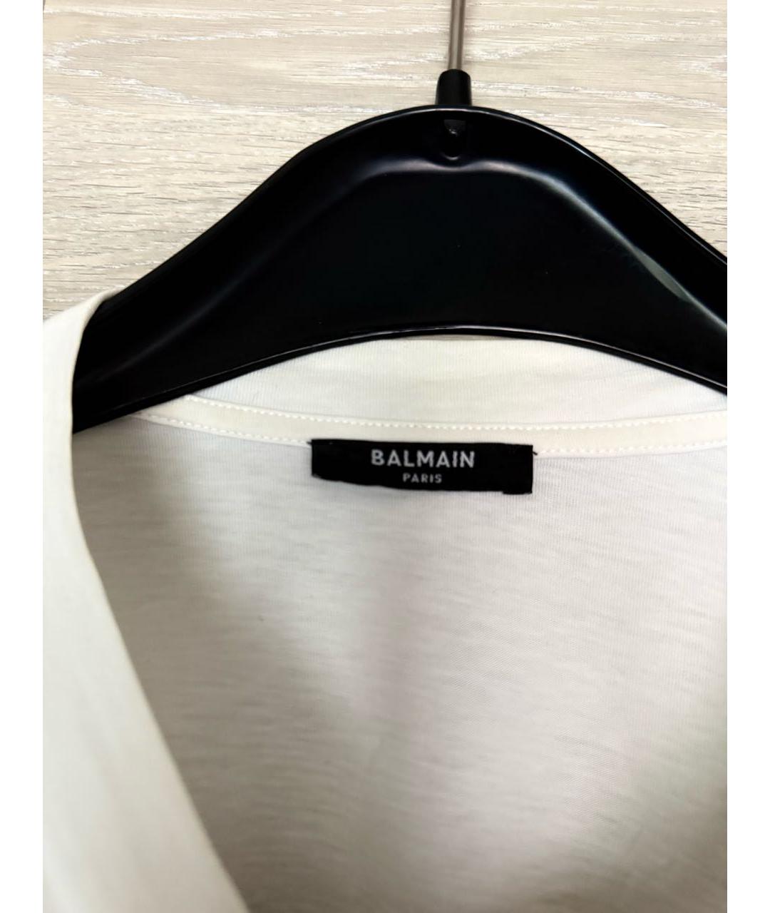 BALMAIN Белая хлопковая футболка, фото 3