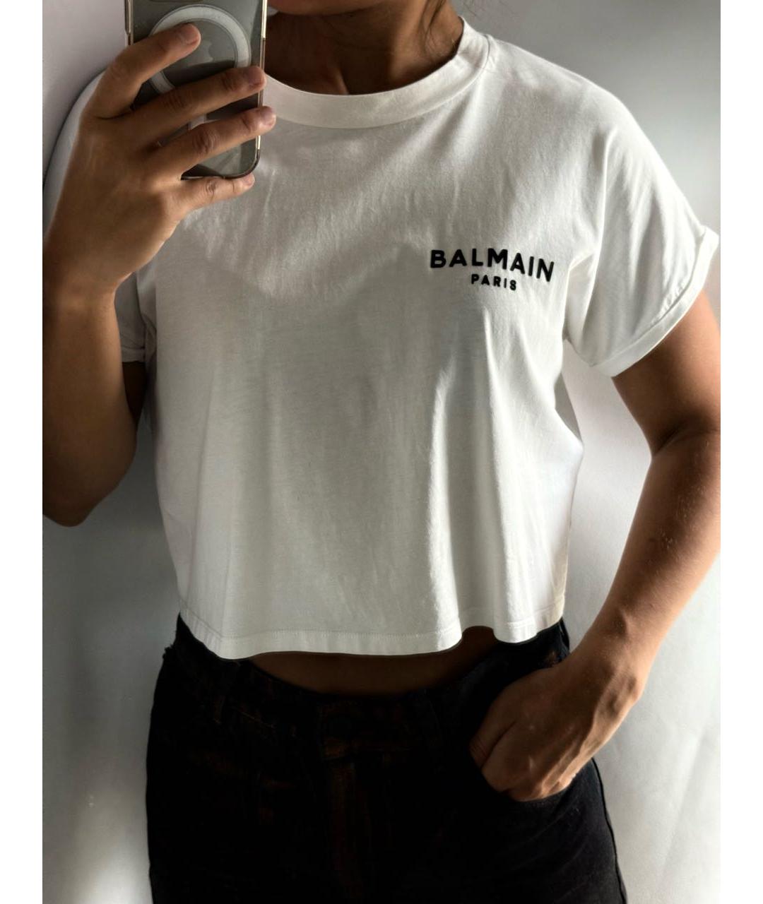 BALMAIN Белая хлопковая футболка, фото 4