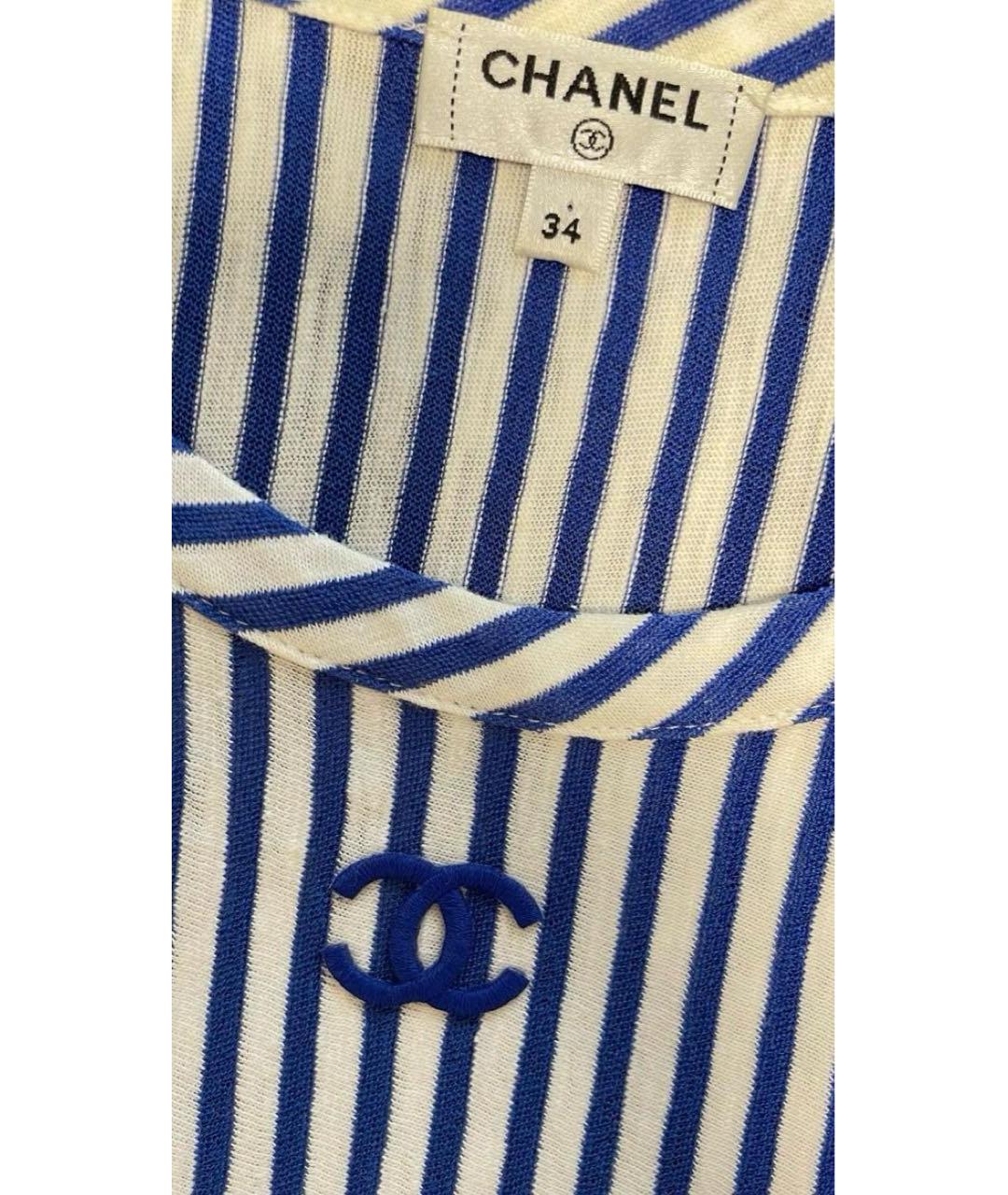 CHANEL Белое хлопко-эластановое повседневное платье, фото 2