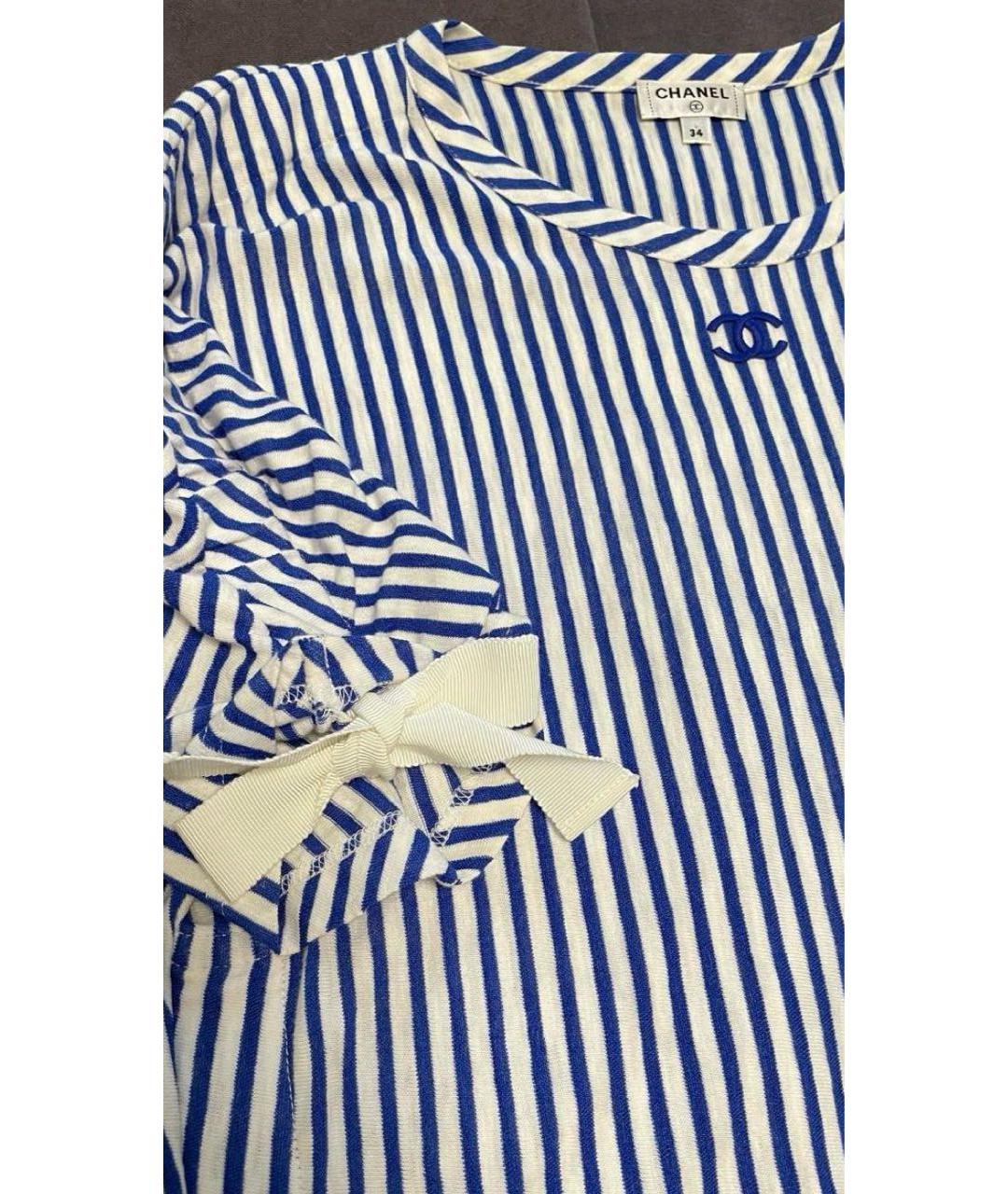CHANEL Белое хлопко-эластановое повседневное платье, фото 3