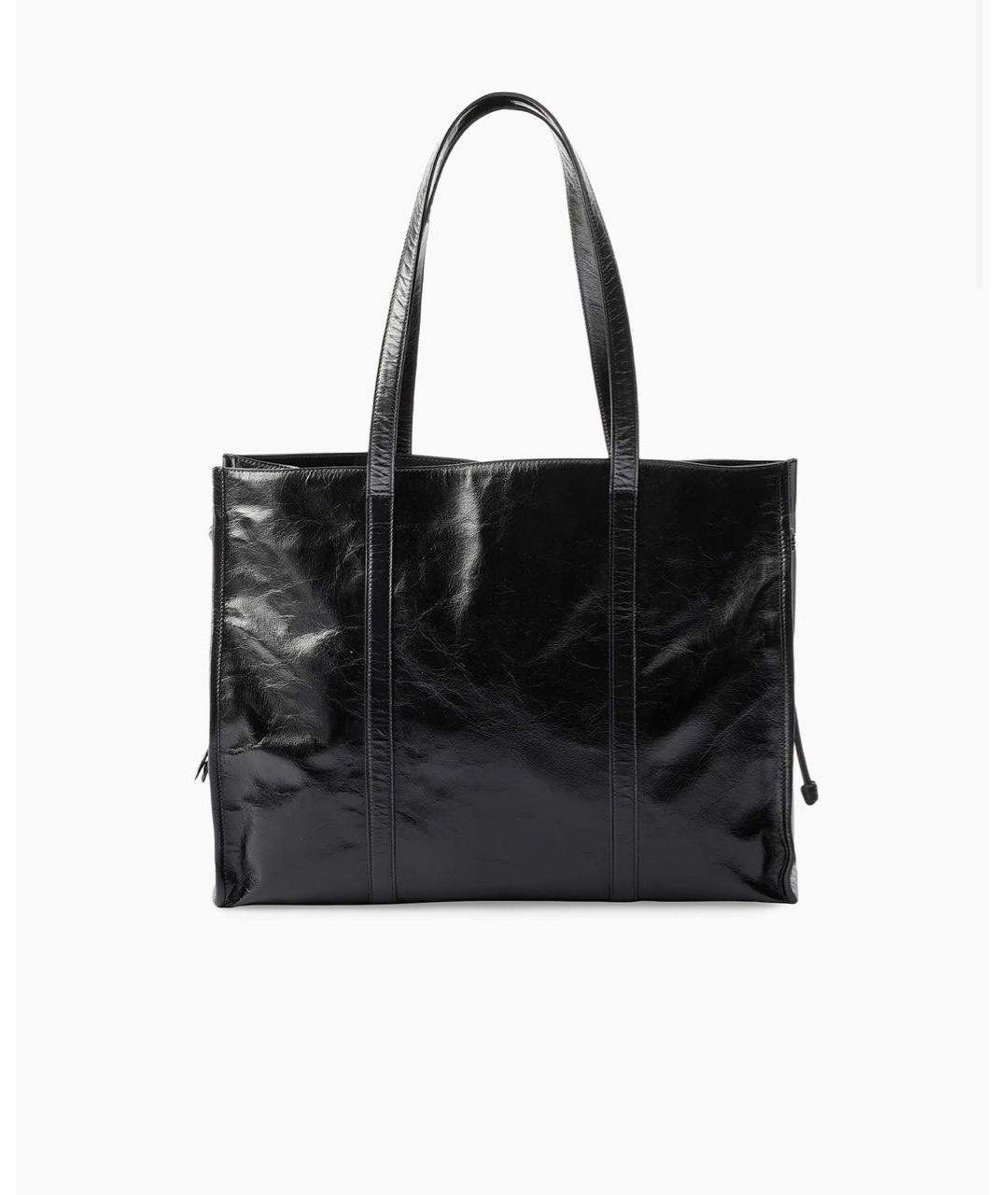 PRADA Черная сумка тоут из лакированной кожи, фото 3