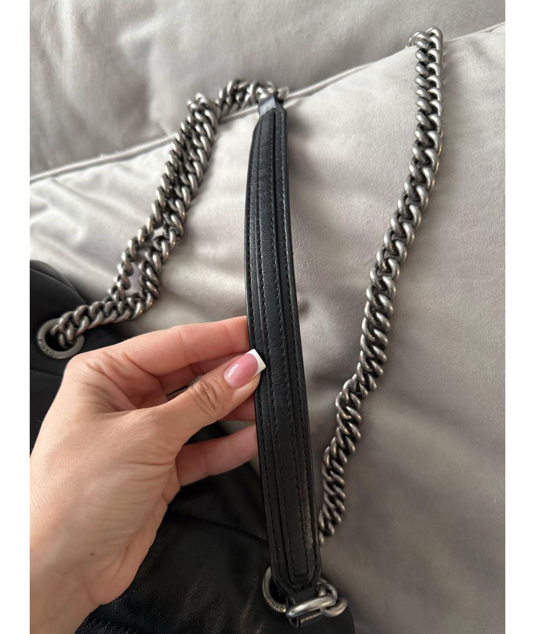 PINKO Черная кожаная сумка через плечо, фото 8
