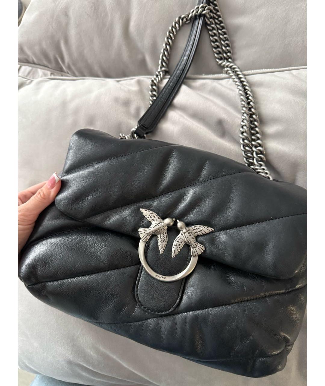 PINKO Черная кожаная сумка через плечо, фото 5