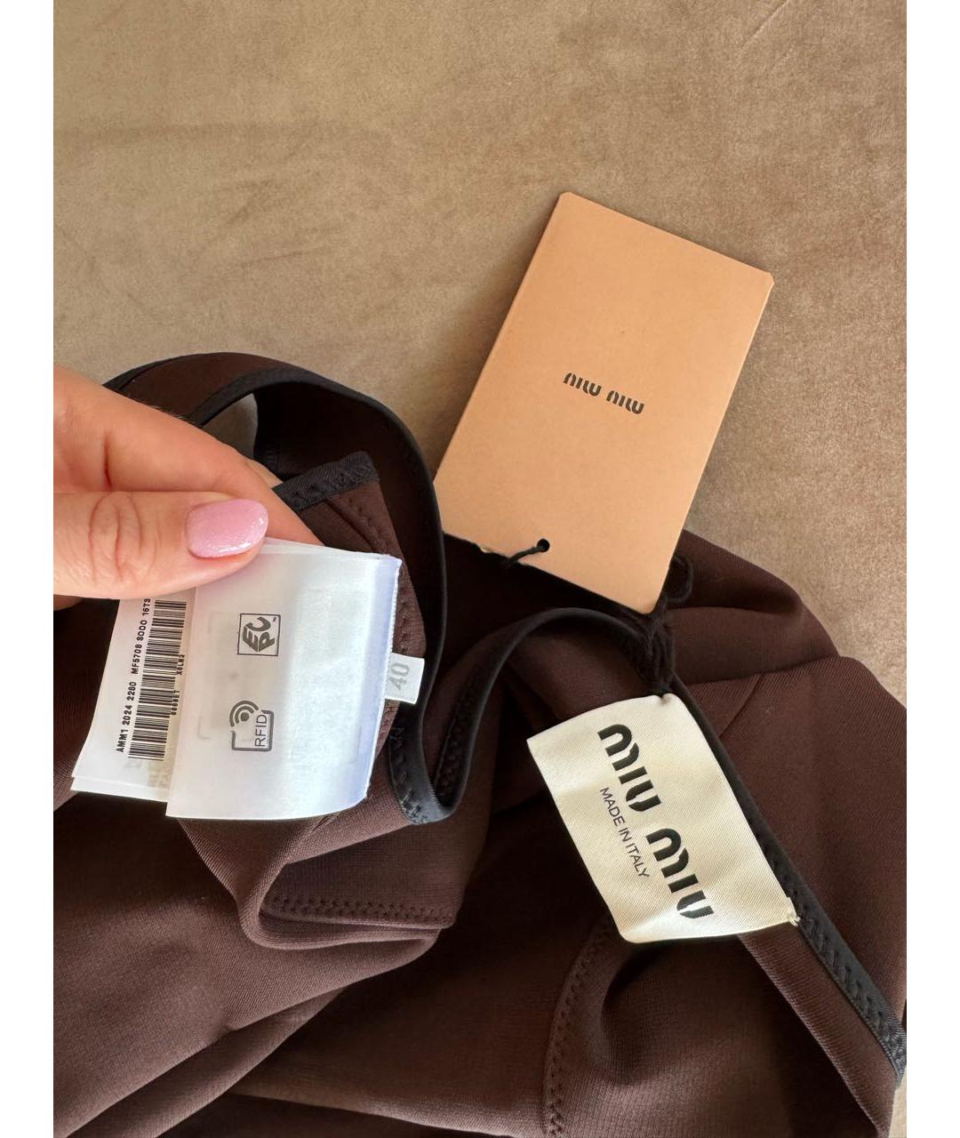 MIU MIU Коричневое вискозное повседневное платье, фото 4