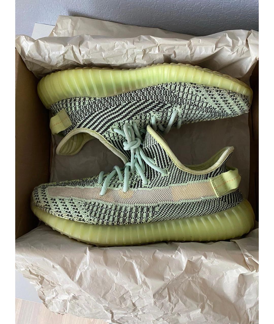ADIDAS YEEZY Зеленые текстильные низкие кроссовки / кеды, фото 2