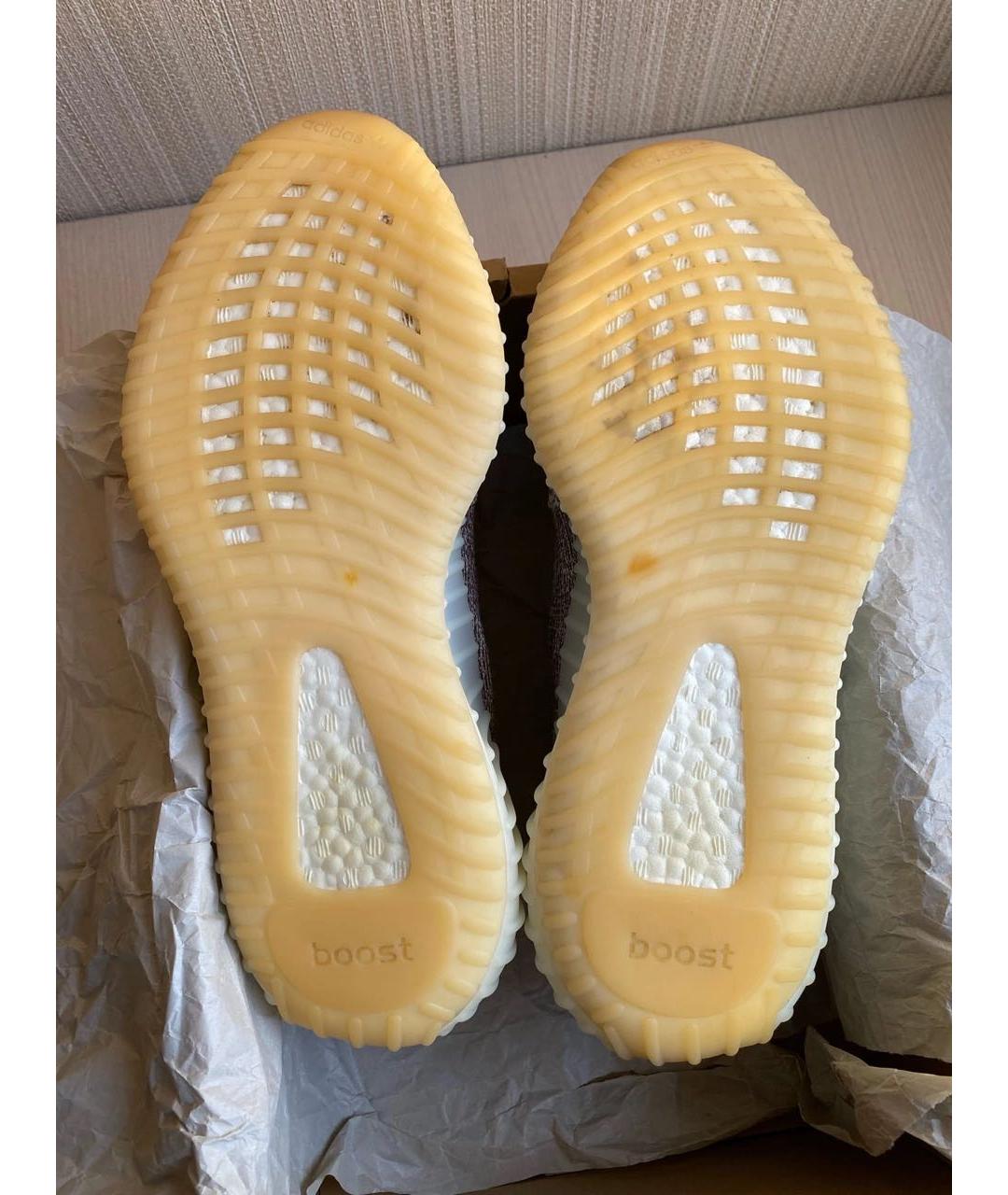 ADIDAS YEEZY Бежевые текстильные низкие кроссовки / кеды, фото 4