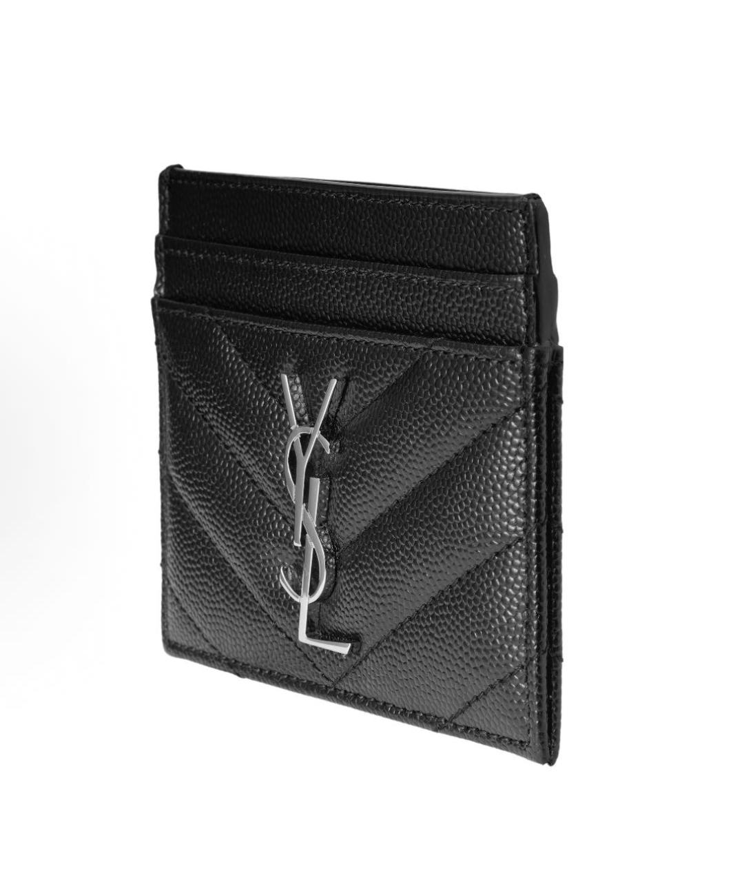 SAINT LAURENT Черный кожаный кардхолдер, фото 4