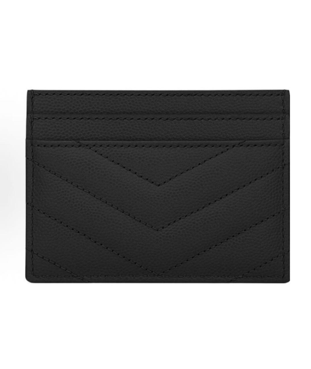 SAINT LAURENT Черный кожаный кардхолдер, фото 3
