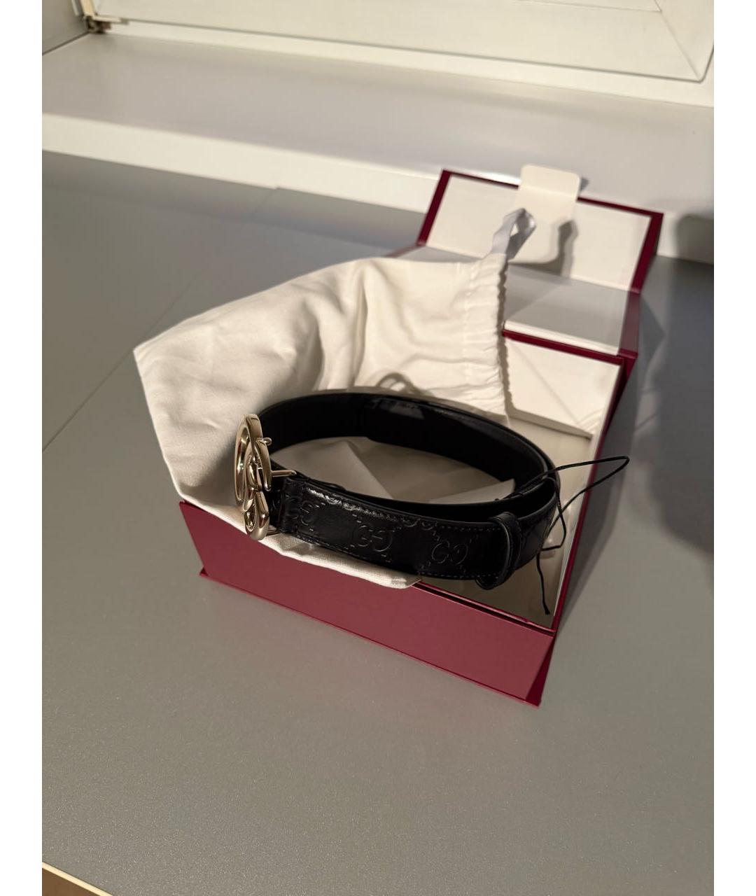 GUCCI Черный кожаный ремень, фото 2