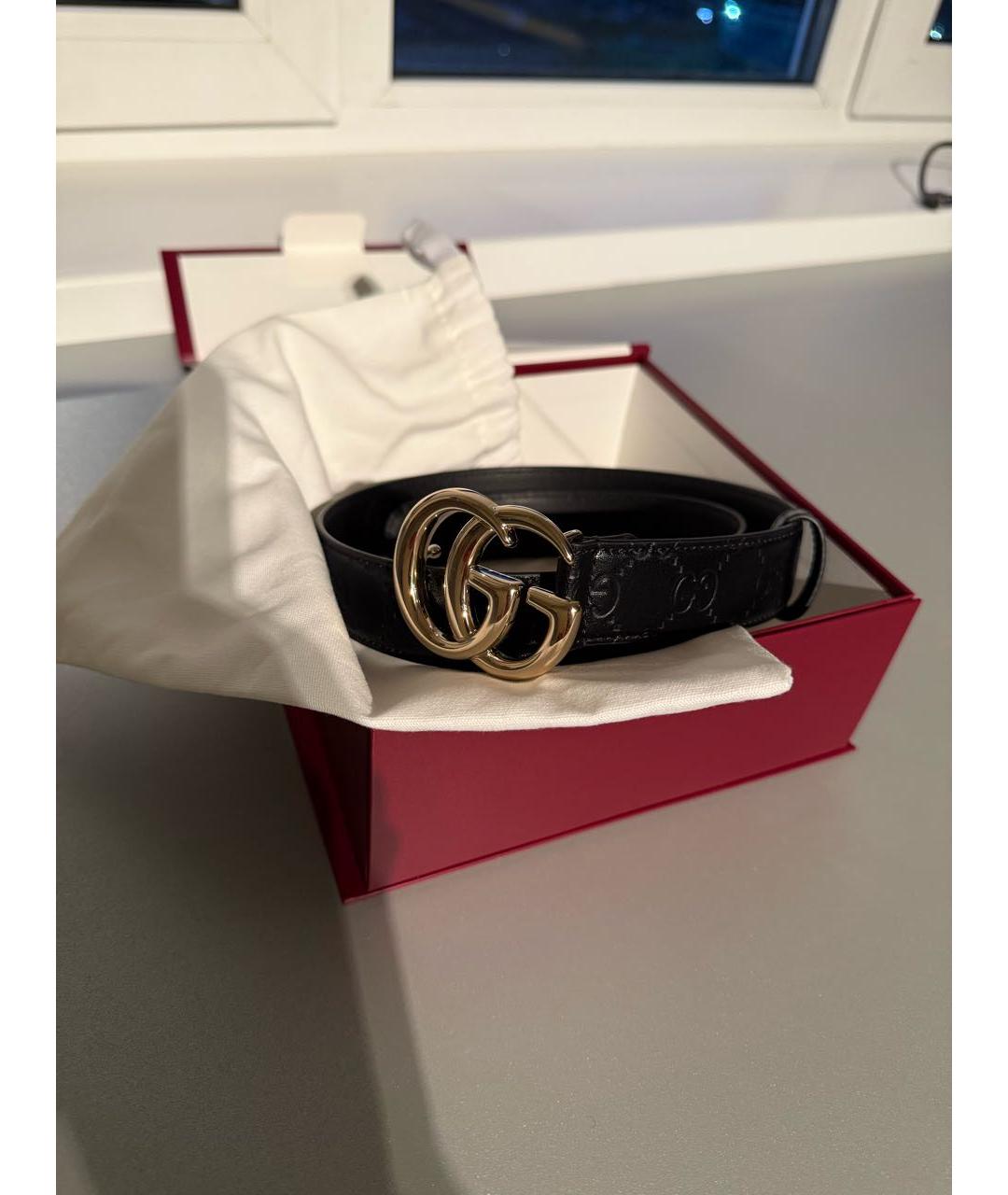 GUCCI Черный кожаный ремень, фото 4