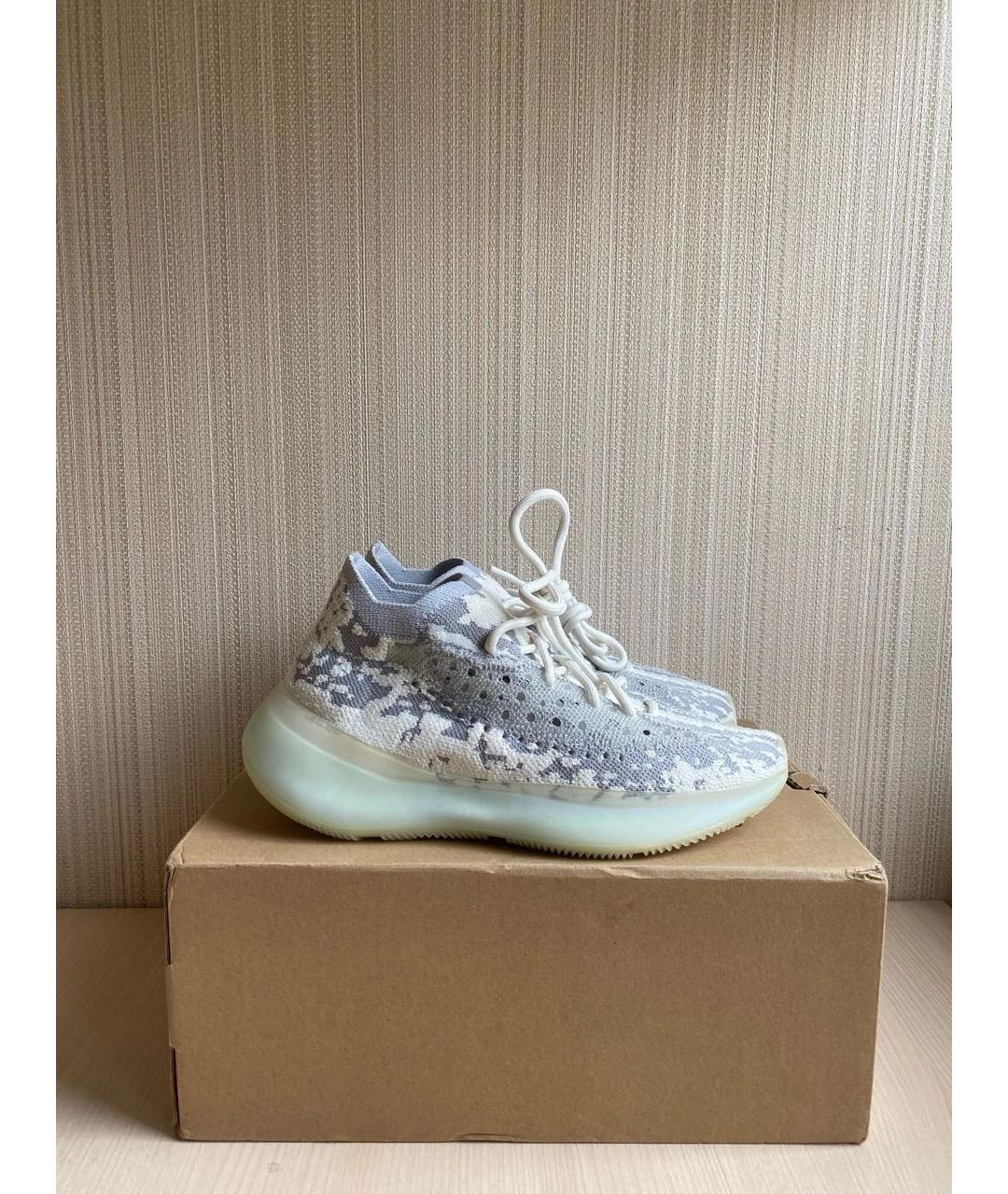 ADIDAS YEEZY Белые текстильные низкие кроссовки / кеды, фото 4