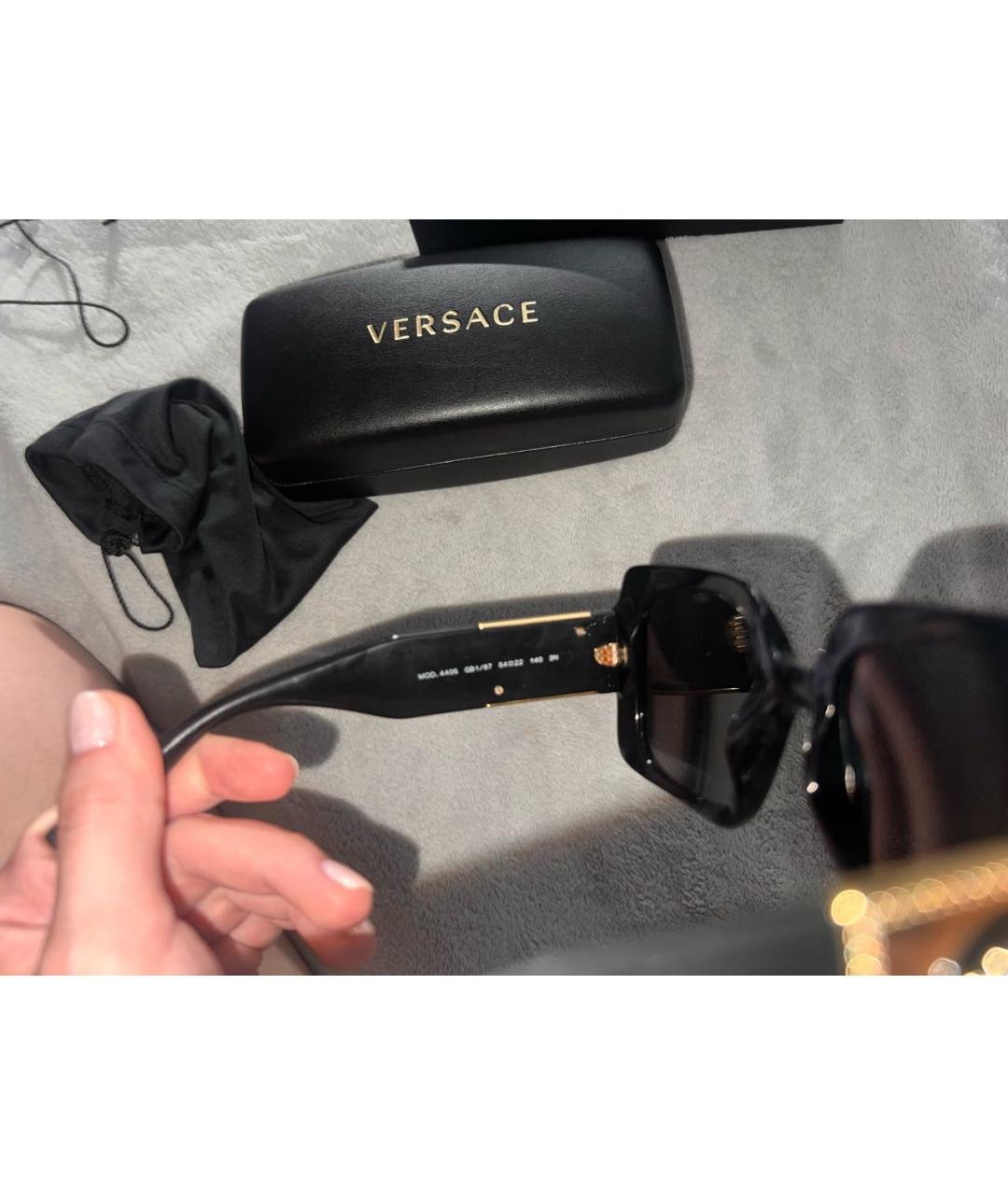 VERSACE Черные пластиковые солнцезащитные очки, фото 5