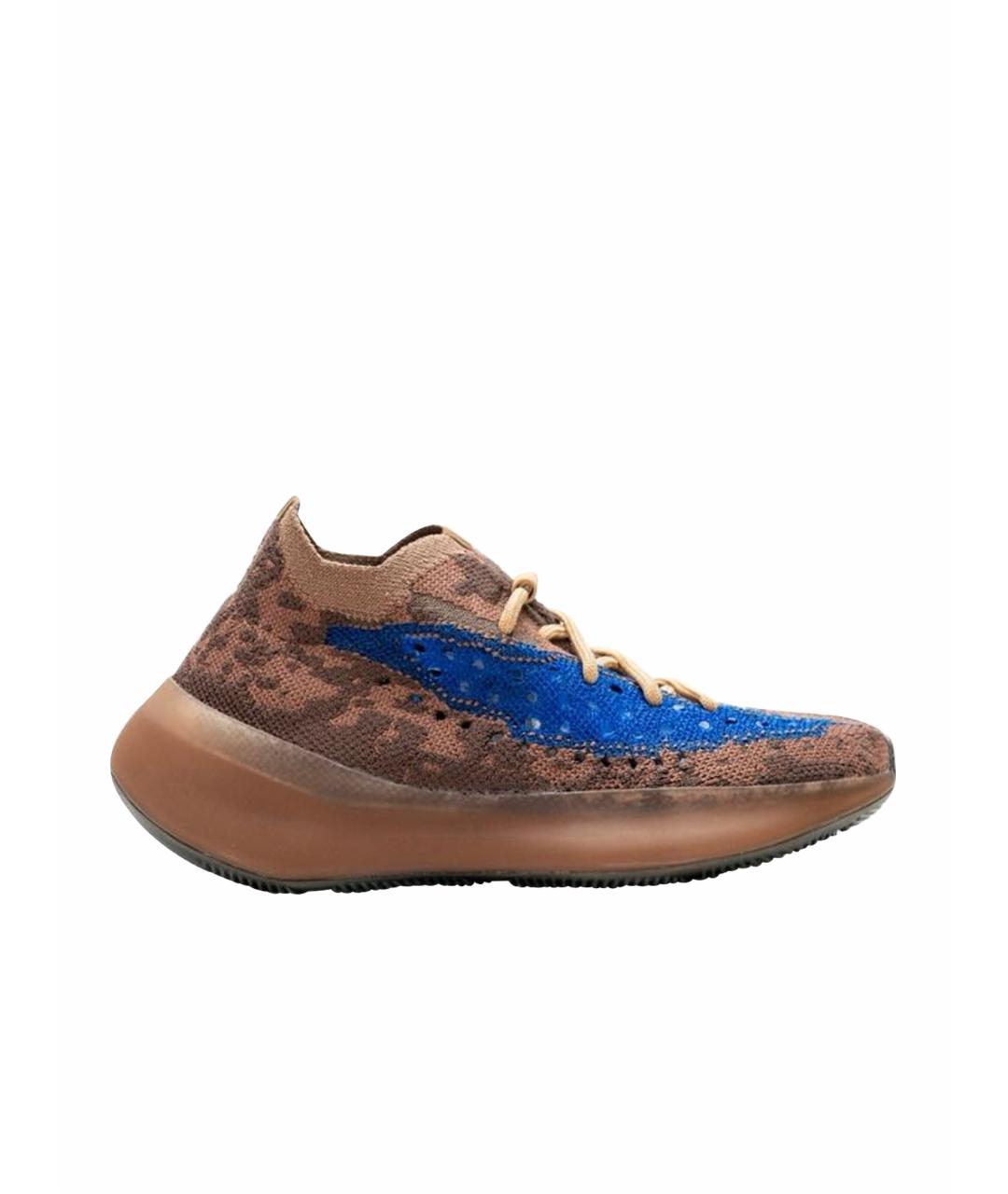 ADIDAS YEEZY Бордовые текстильные низкие кроссовки / кеды, фото 1