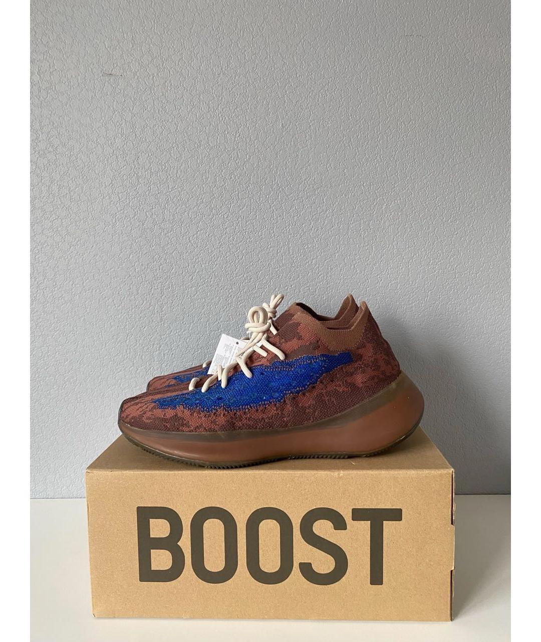 ADIDAS YEEZY Бордовые текстильные низкие кроссовки / кеды, фото 2