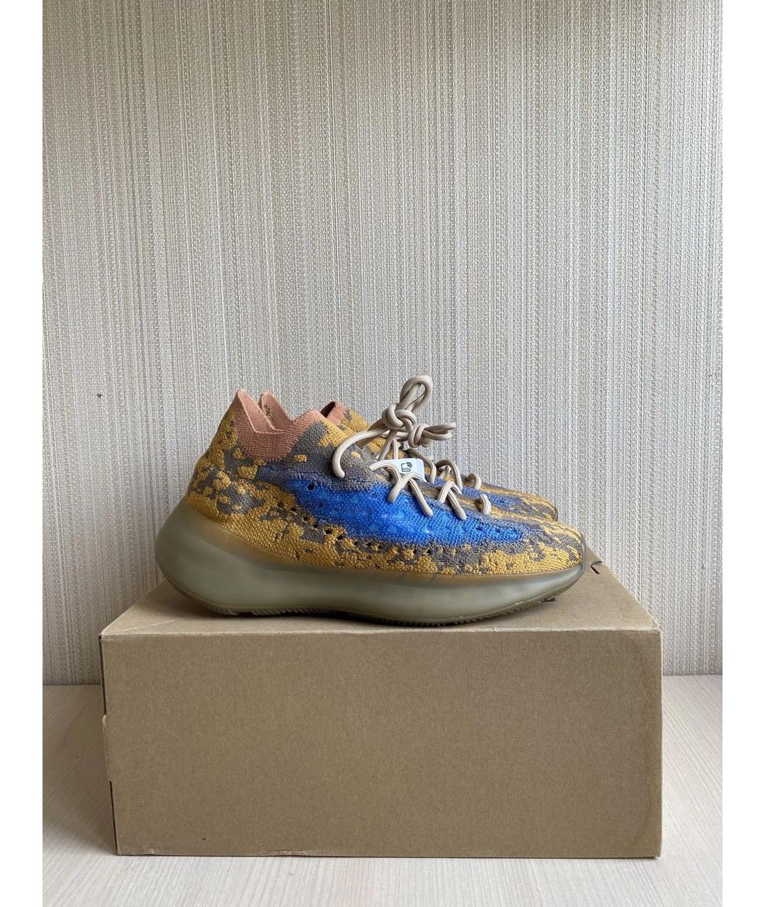 ADIDAS YEEZY Горчичные текстильные низкие кроссовки / кеды, фото 3