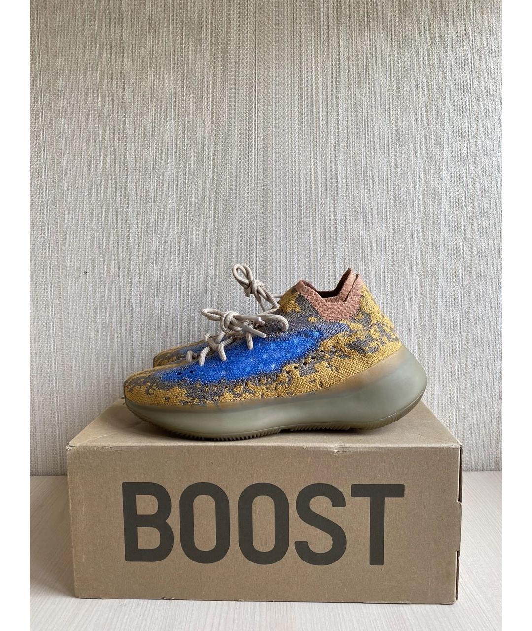 ADIDAS YEEZY Горчичные текстильные низкие кроссовки / кеды, фото 2