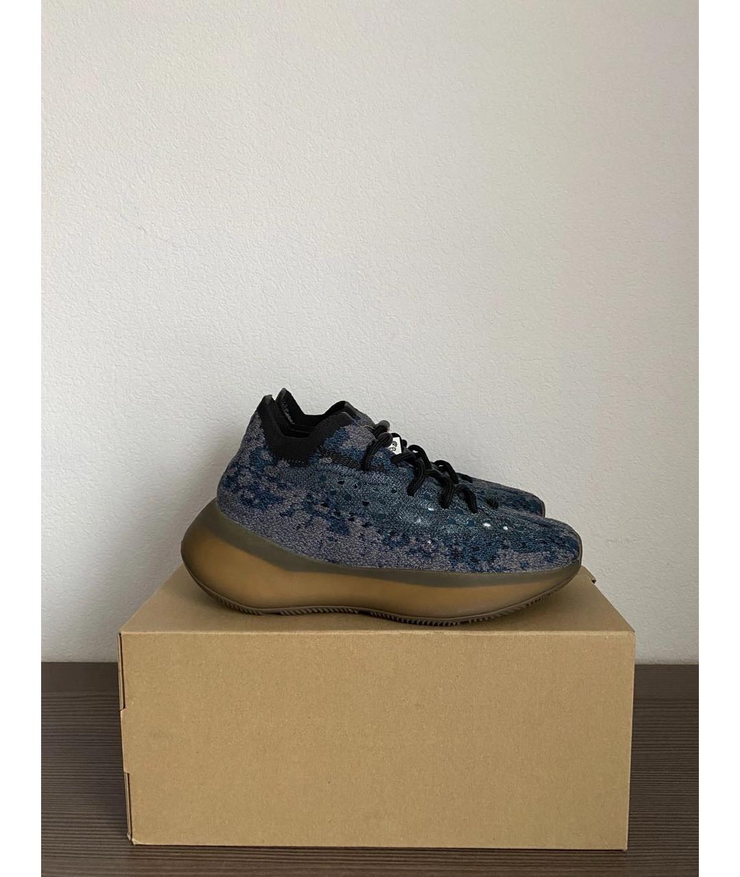 ADIDAS YEEZY Темно-синие текстильные низкие кроссовки / кеды, фото 4