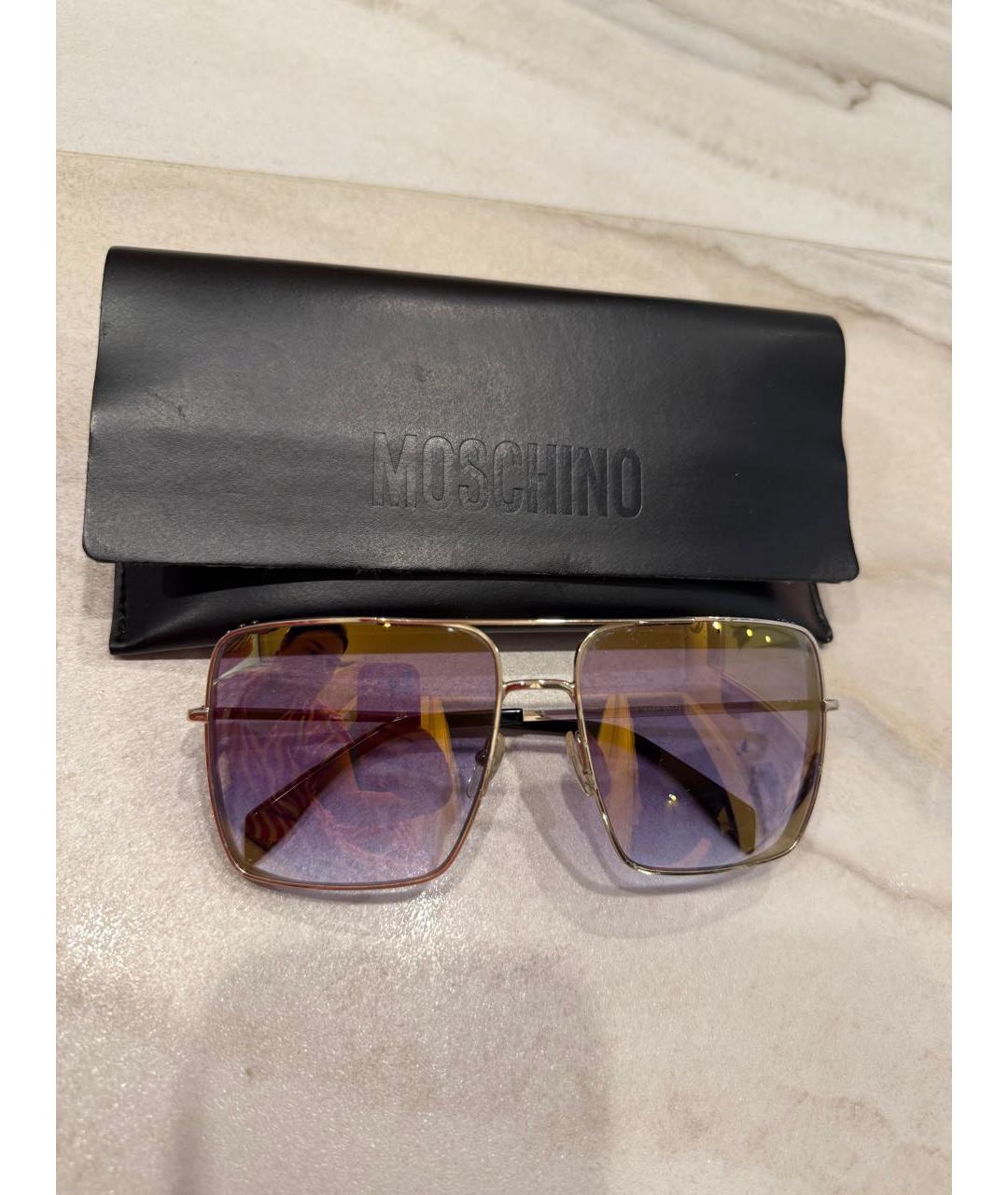 MOSCHINO Золотые металлические солнцезащитные очки, фото 9