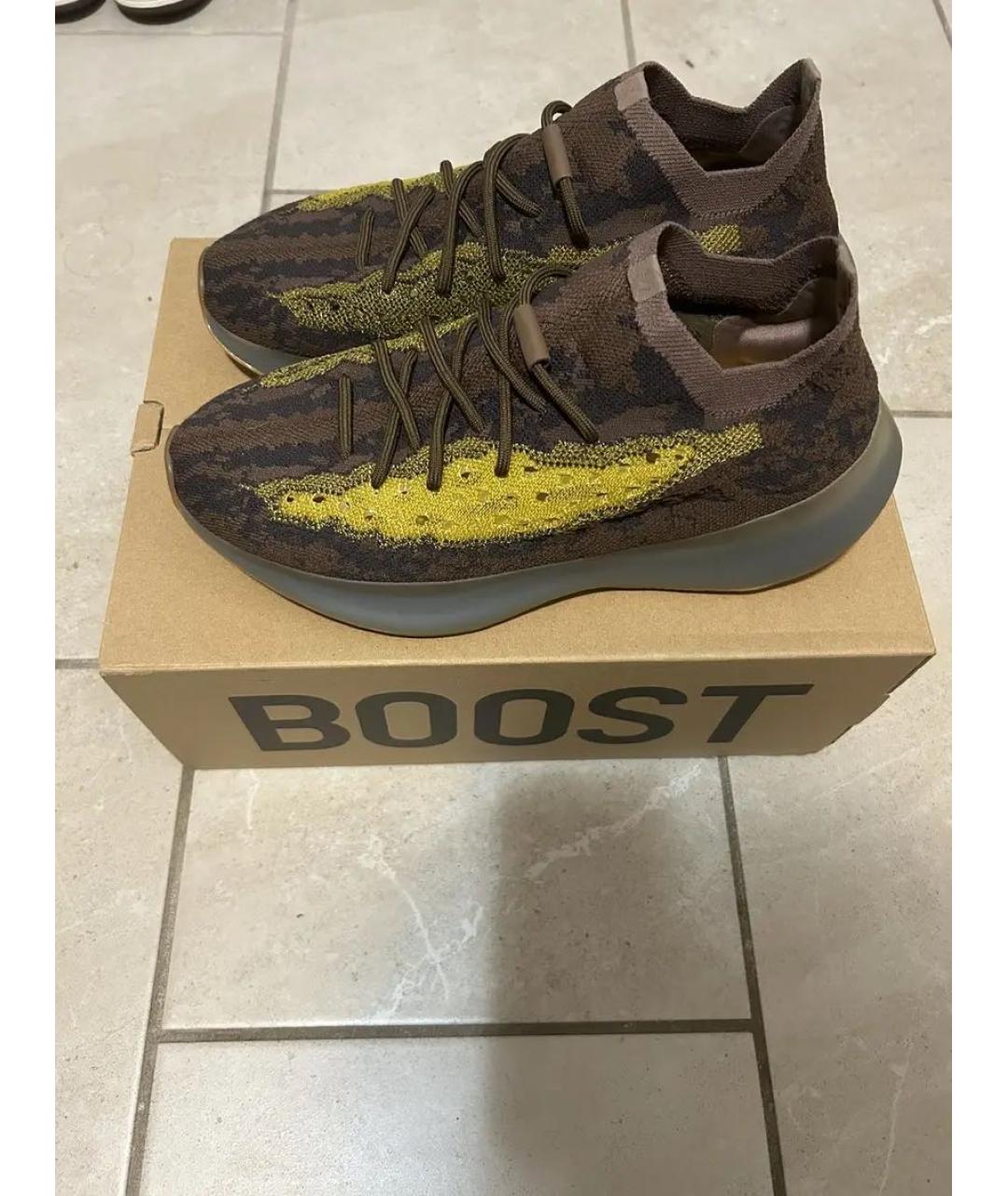 ADIDAS YEEZY Коричневые текстильные низкие кроссовки / кеды, фото 2