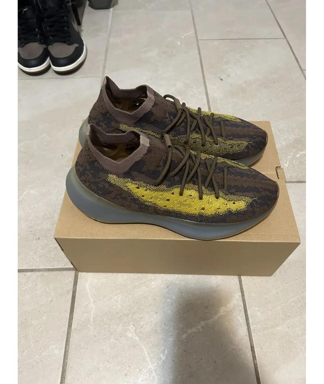 ADIDAS YEEZY Коричневые текстильные низкие кроссовки / кеды, фото 4