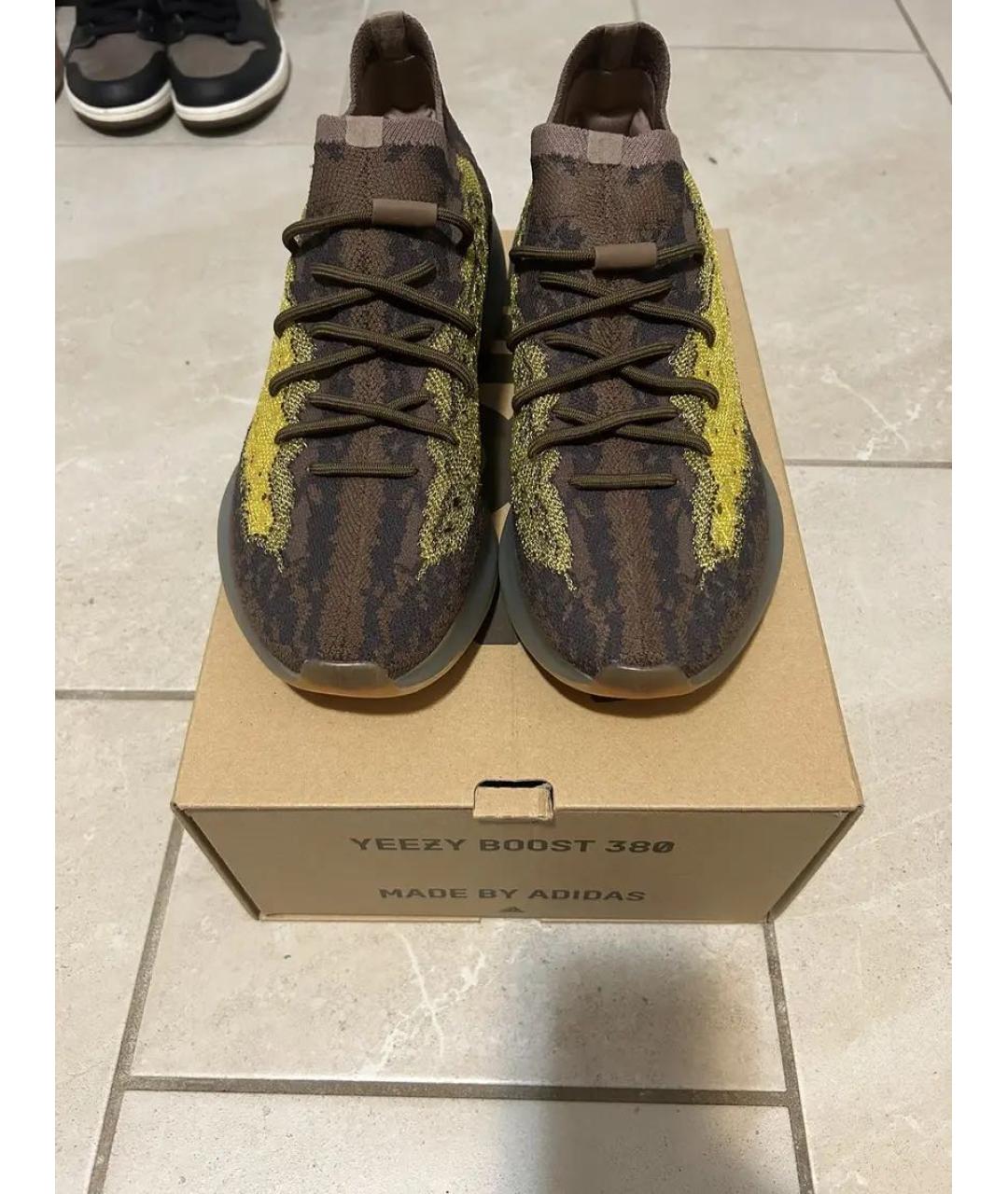 ADIDAS YEEZY Коричневые текстильные низкие кроссовки / кеды, фото 3