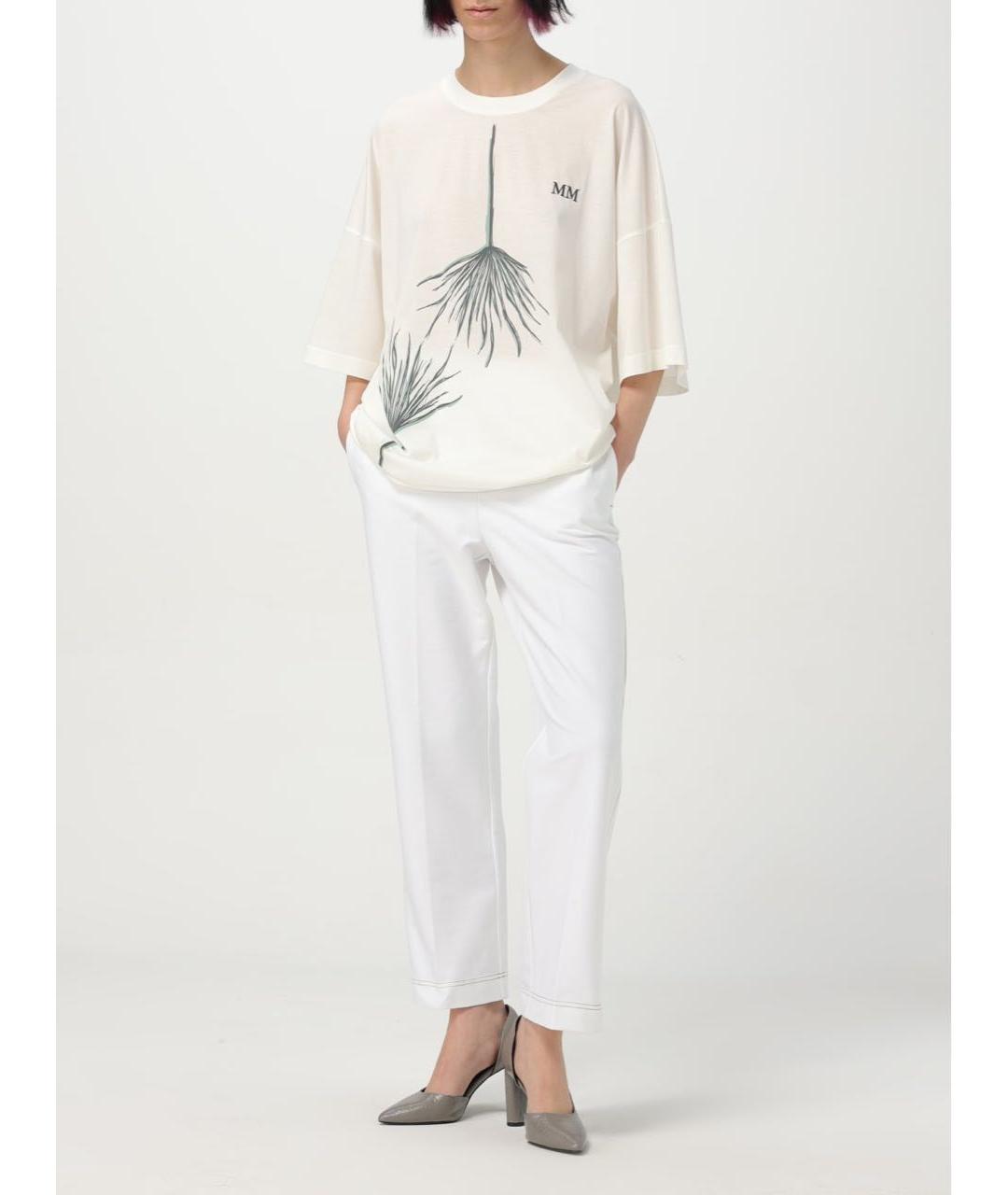 MAX MARA Белая хлопковая футболка, фото 5