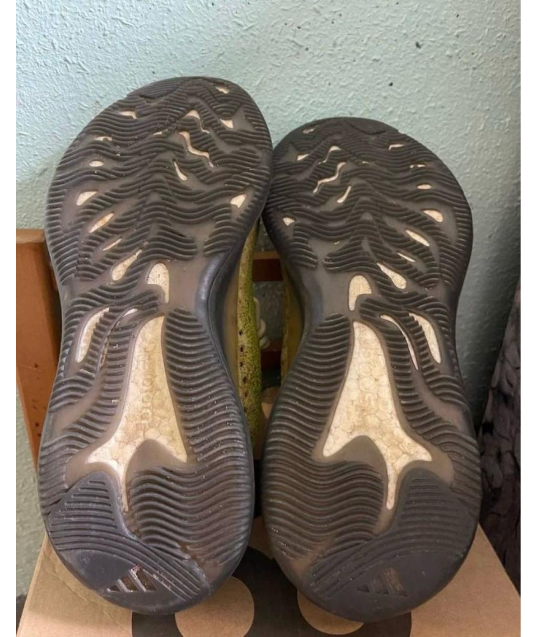 ADIDAS YEEZY Зеленые текстильные низкие кроссовки / кеды, фото 4