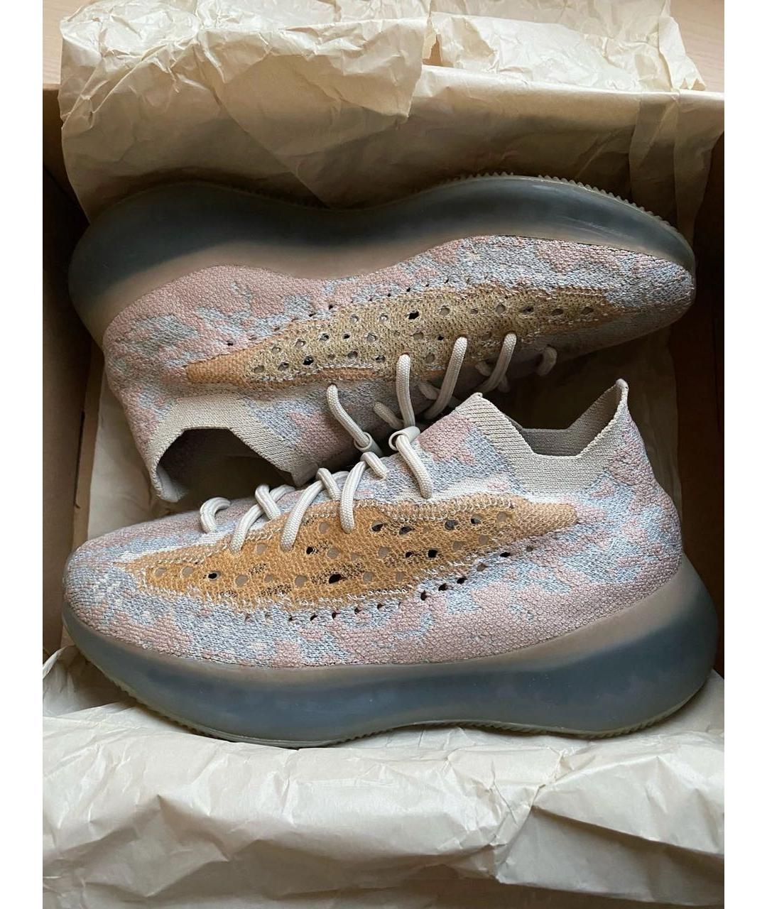 ADIDAS YEEZY Бежевые текстильные низкие кроссовки / кеды, фото 2